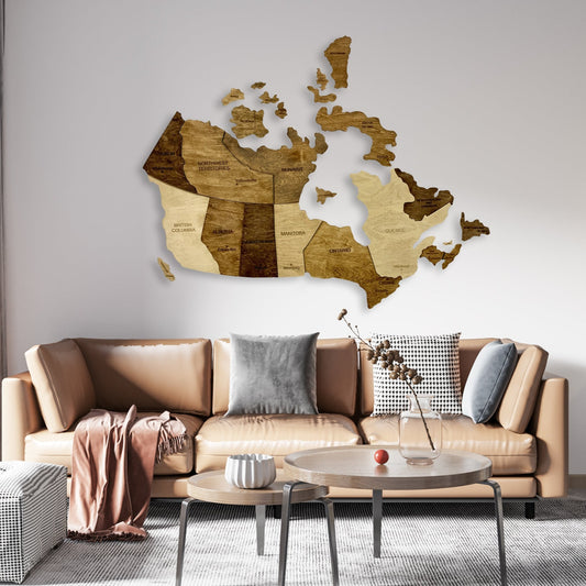 wooden map of Canada