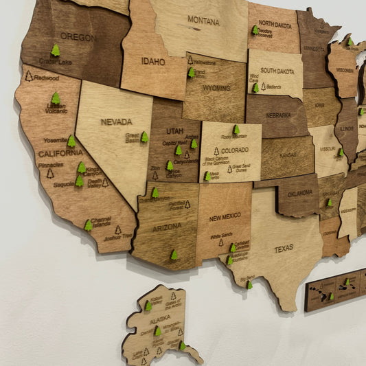 USA TRAVEL WOODEN MAP