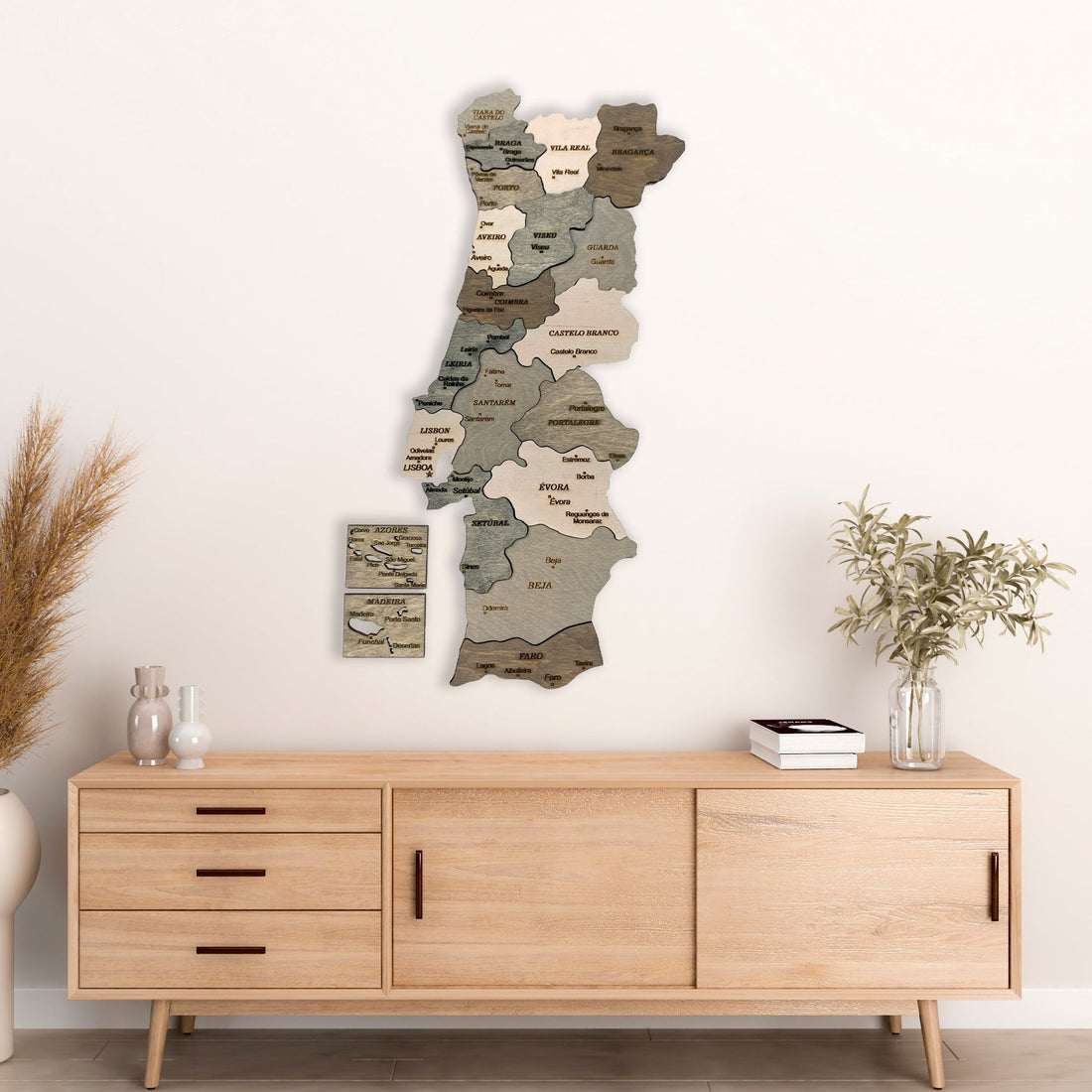 Portugal Wooden Map