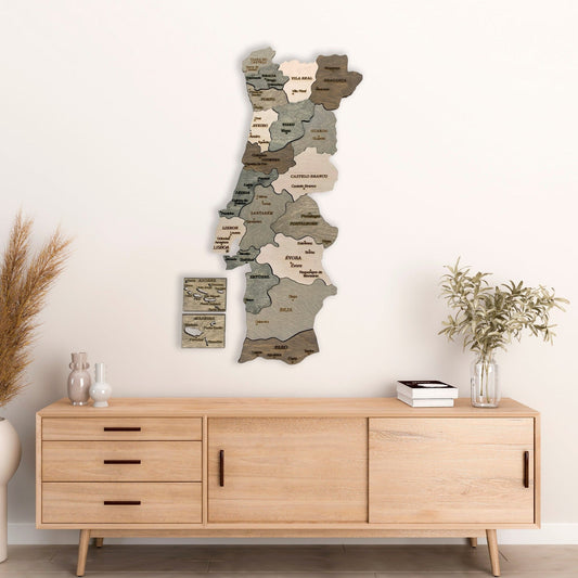 Portugal Wooden Map