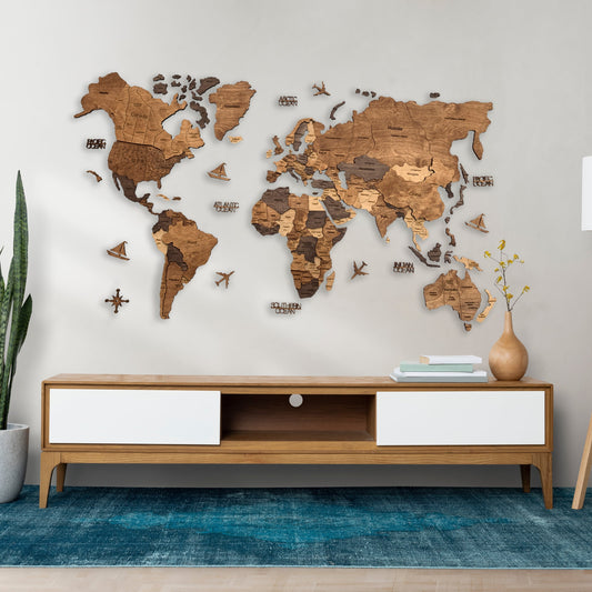 custom wooden world map
