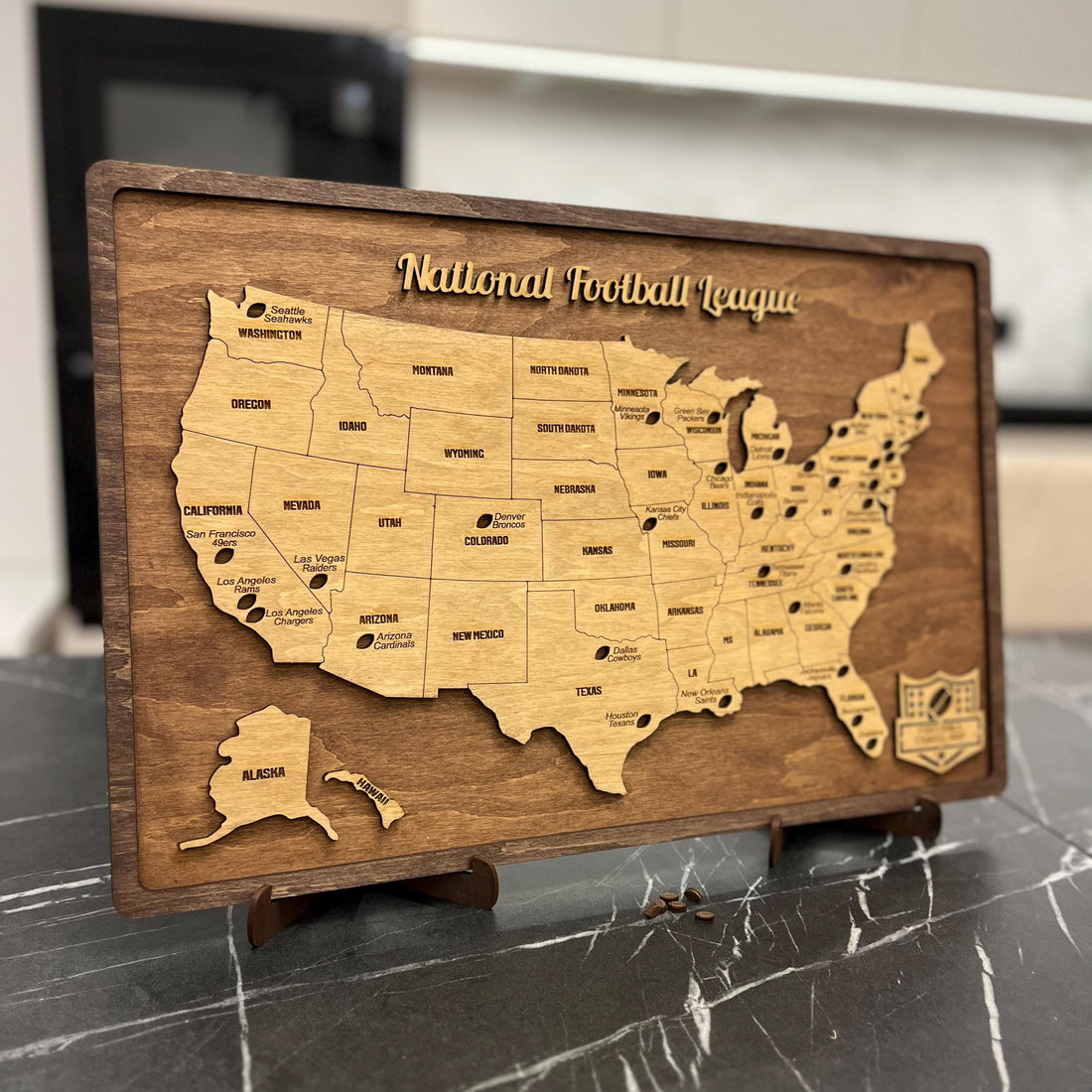 National Football League Wooden Maps