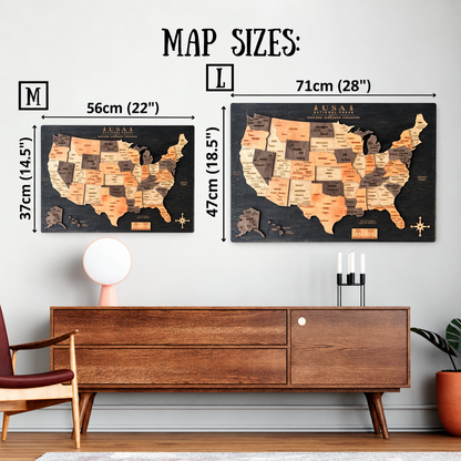 3D Wooden National Parks Map Wall Art