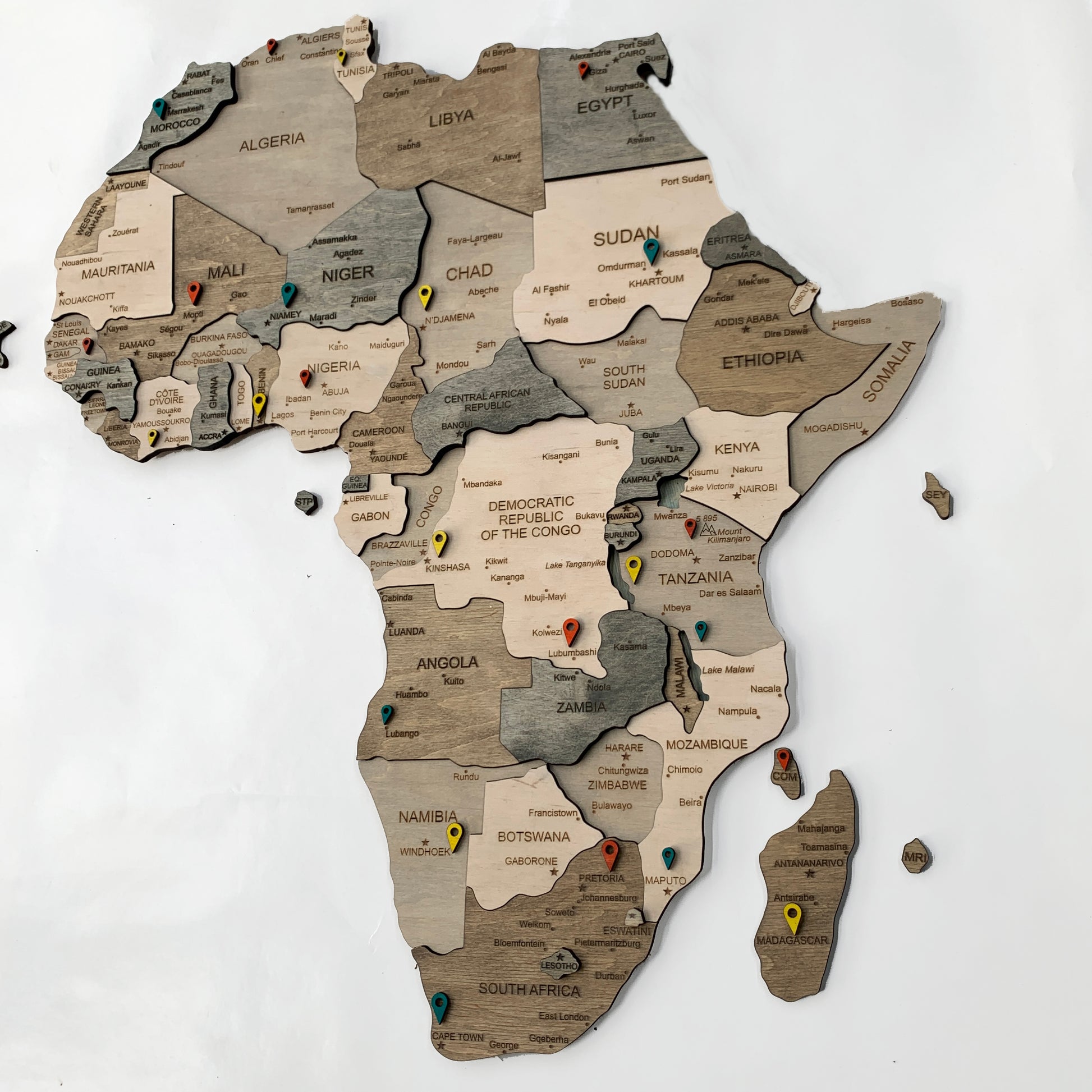 Wooden Map of Africa by Ranocchio Map