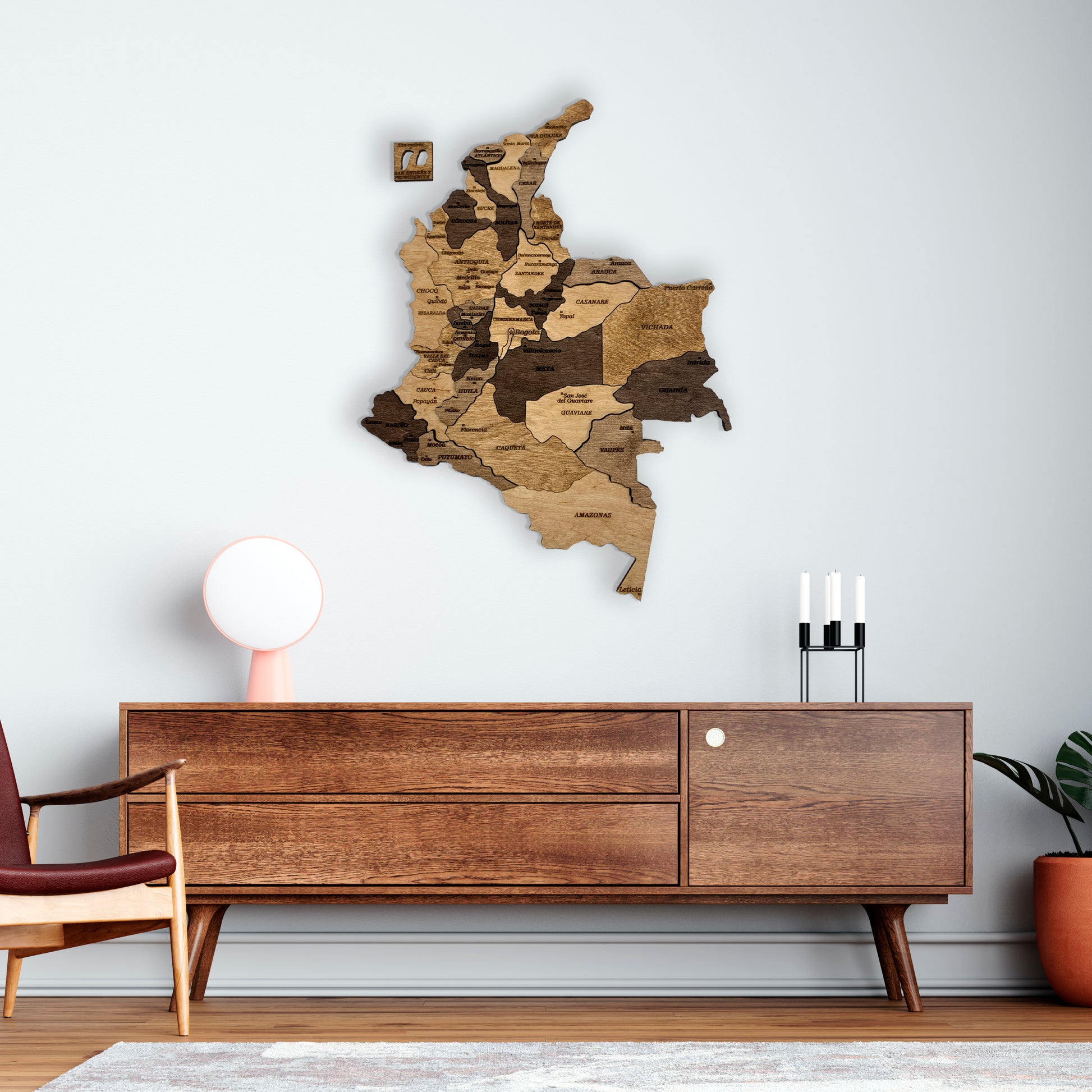 Wooden Map of Colombia | Ranocchio Map