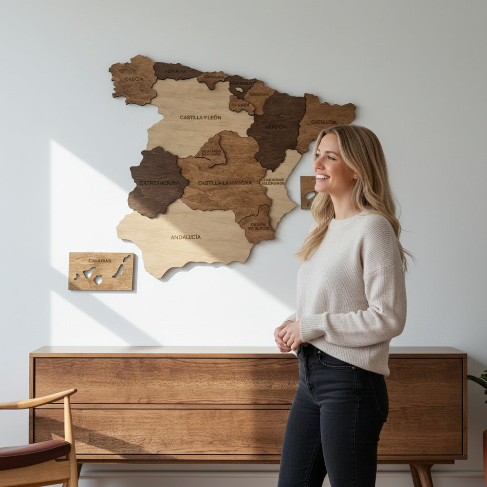 Wooden Map of Spain