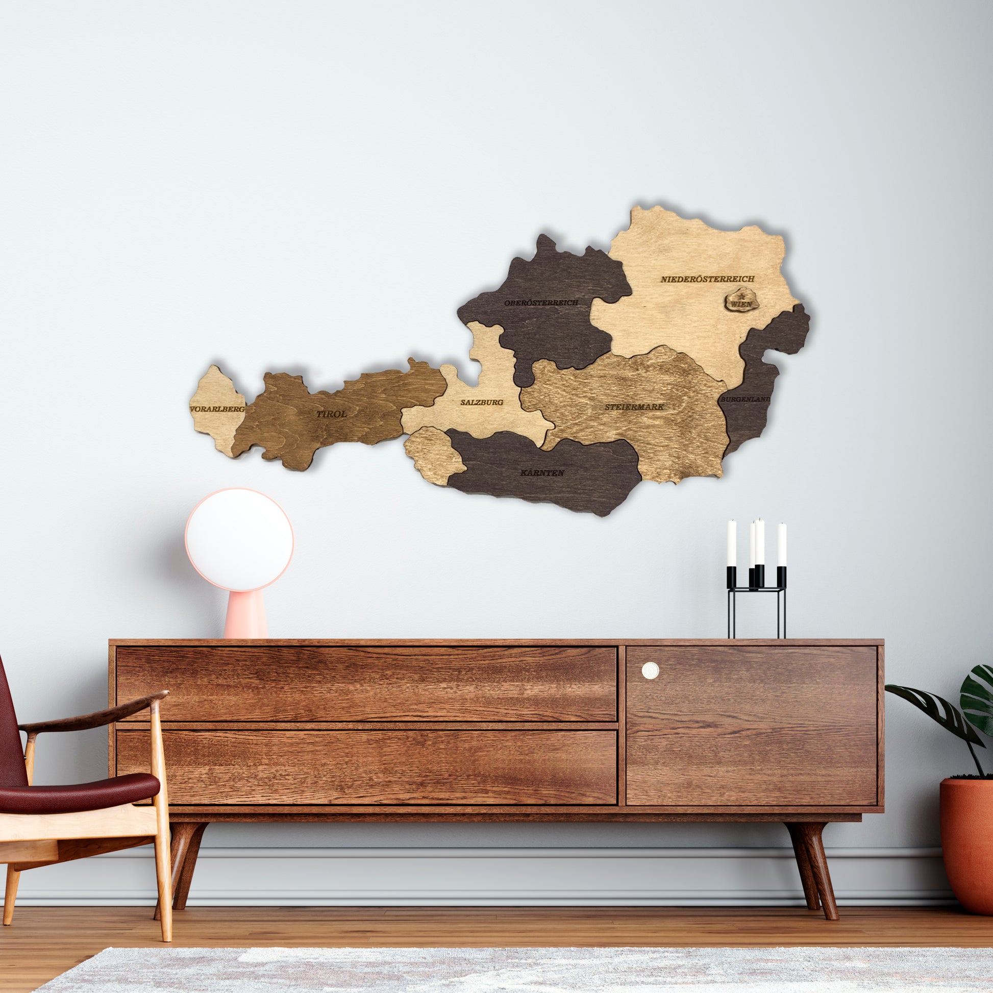 Wooden Austria Map by Ranocchio Map