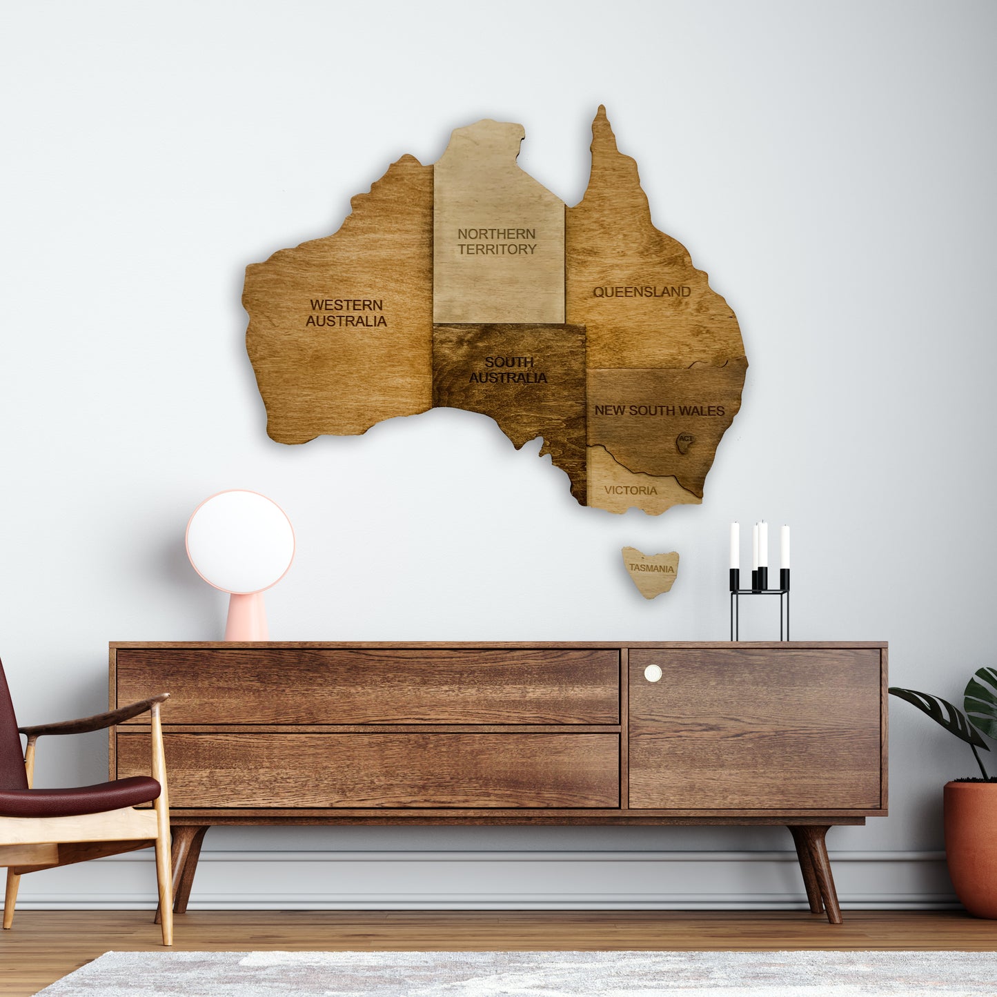 Wooden Map of Australia by Ranocchio