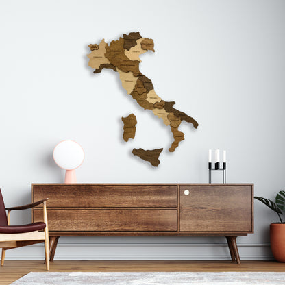 3D Wooden Italy Map