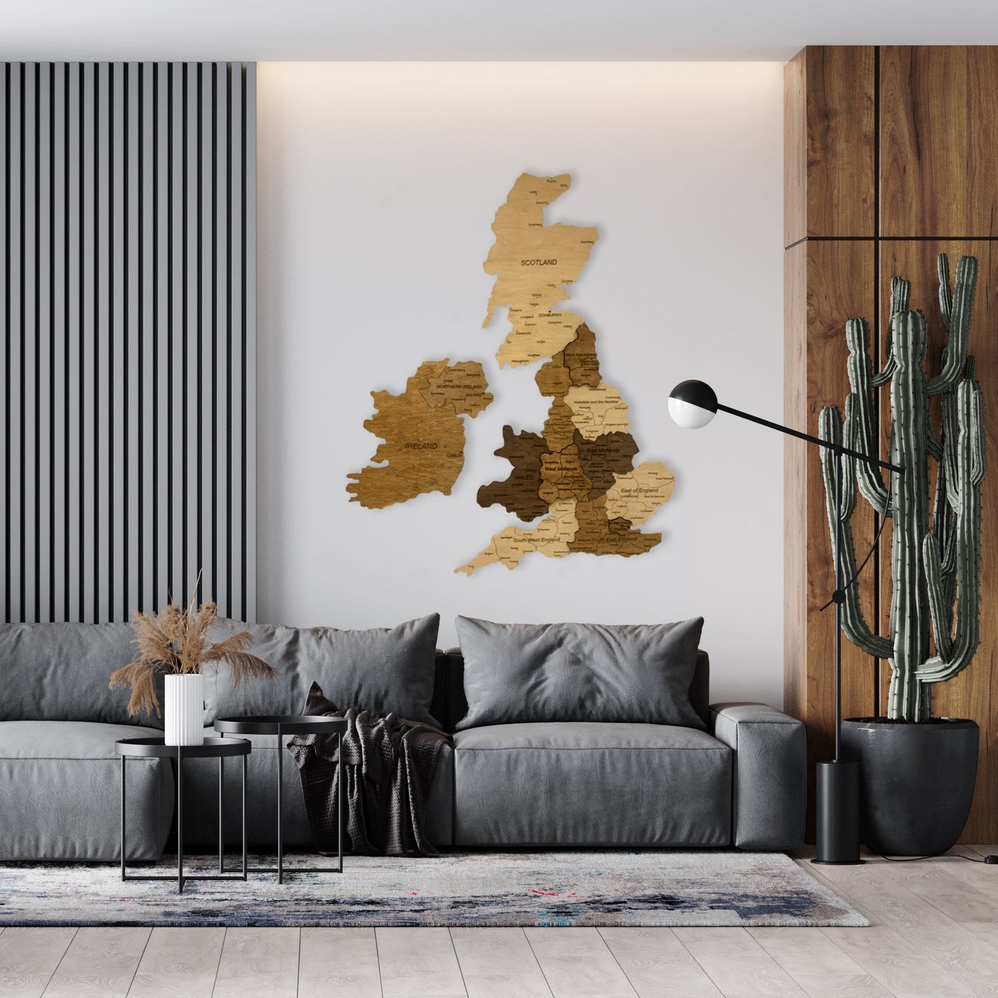 Wooden Map of the United Kingdom