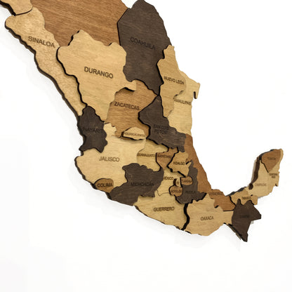 3D Wooden Mexico Map