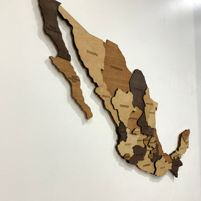 Wooden Mexico Map