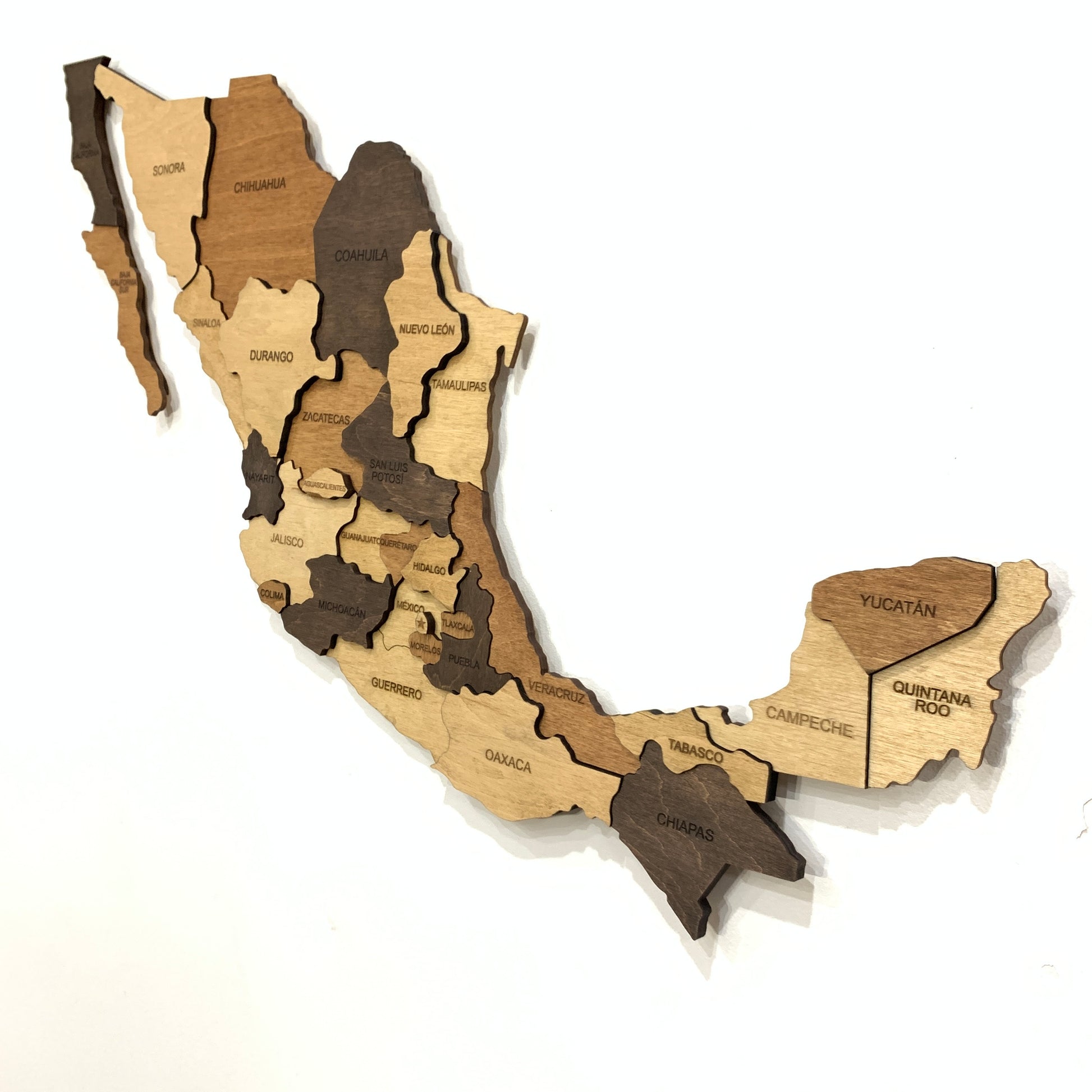 Wooden Mexico Map 3D