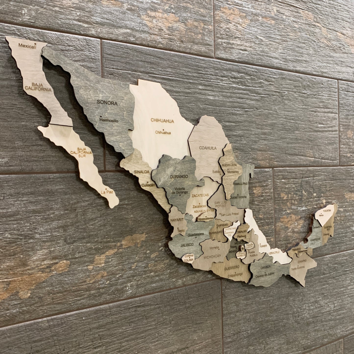 Wooden 3D Map of Mexico 