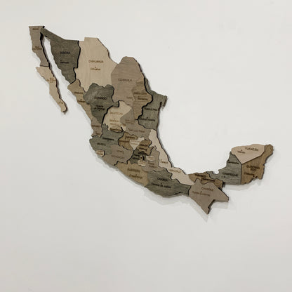 Wooden Map of Mexico by Ranocchio Map