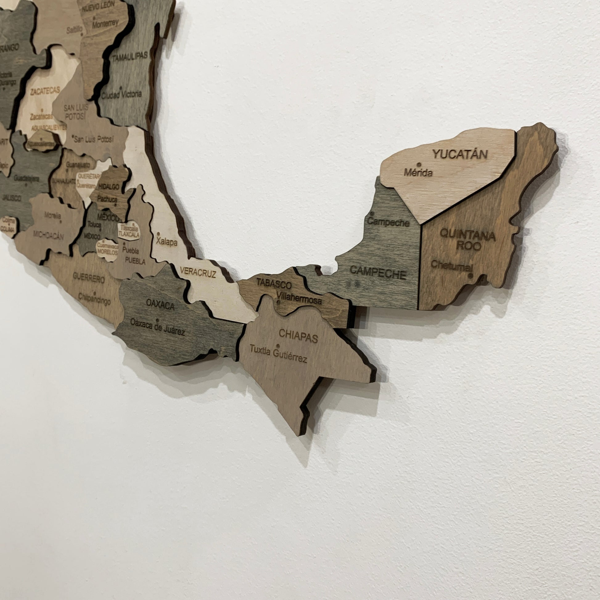 Wooden Map of Mexico