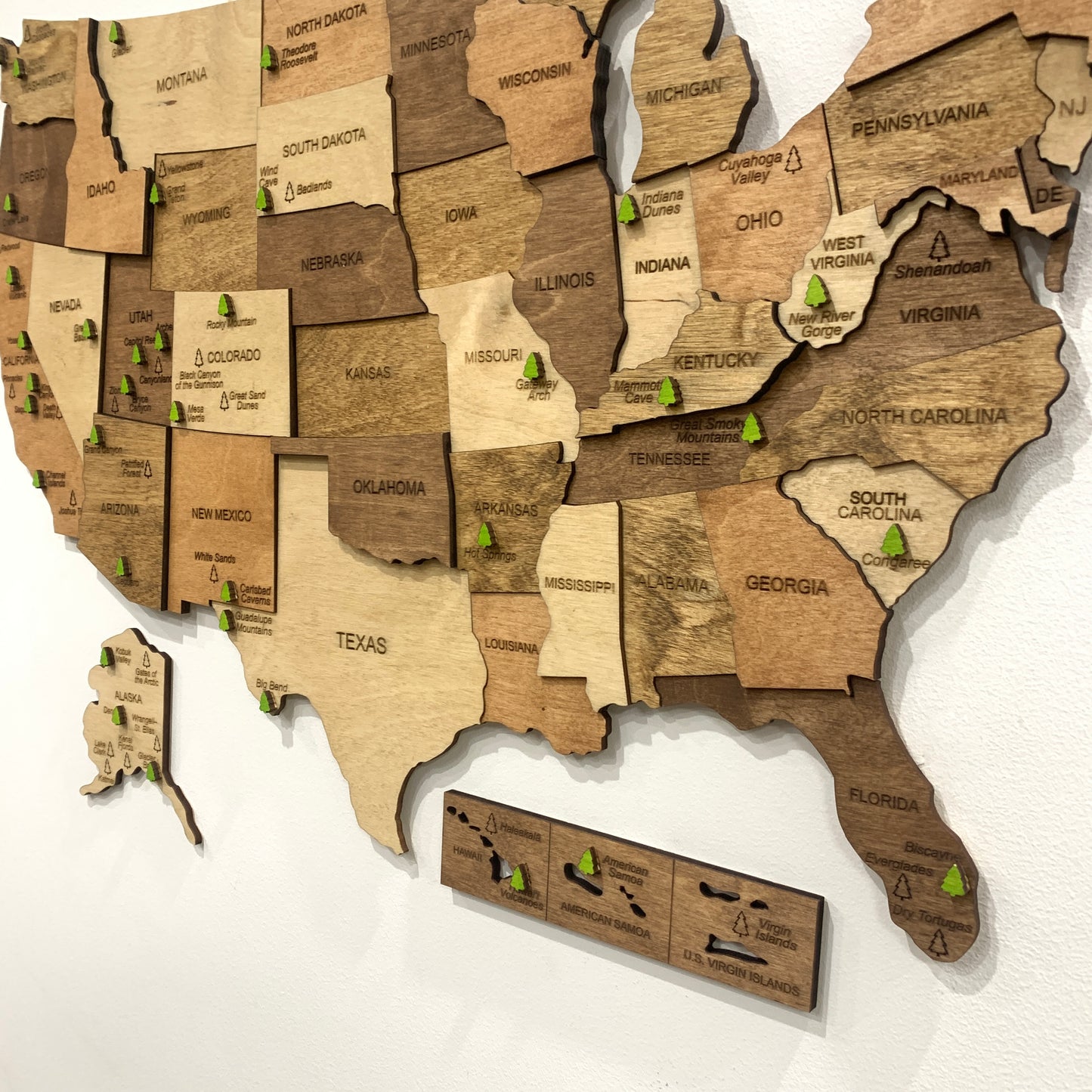 National Parks US Wooden Map