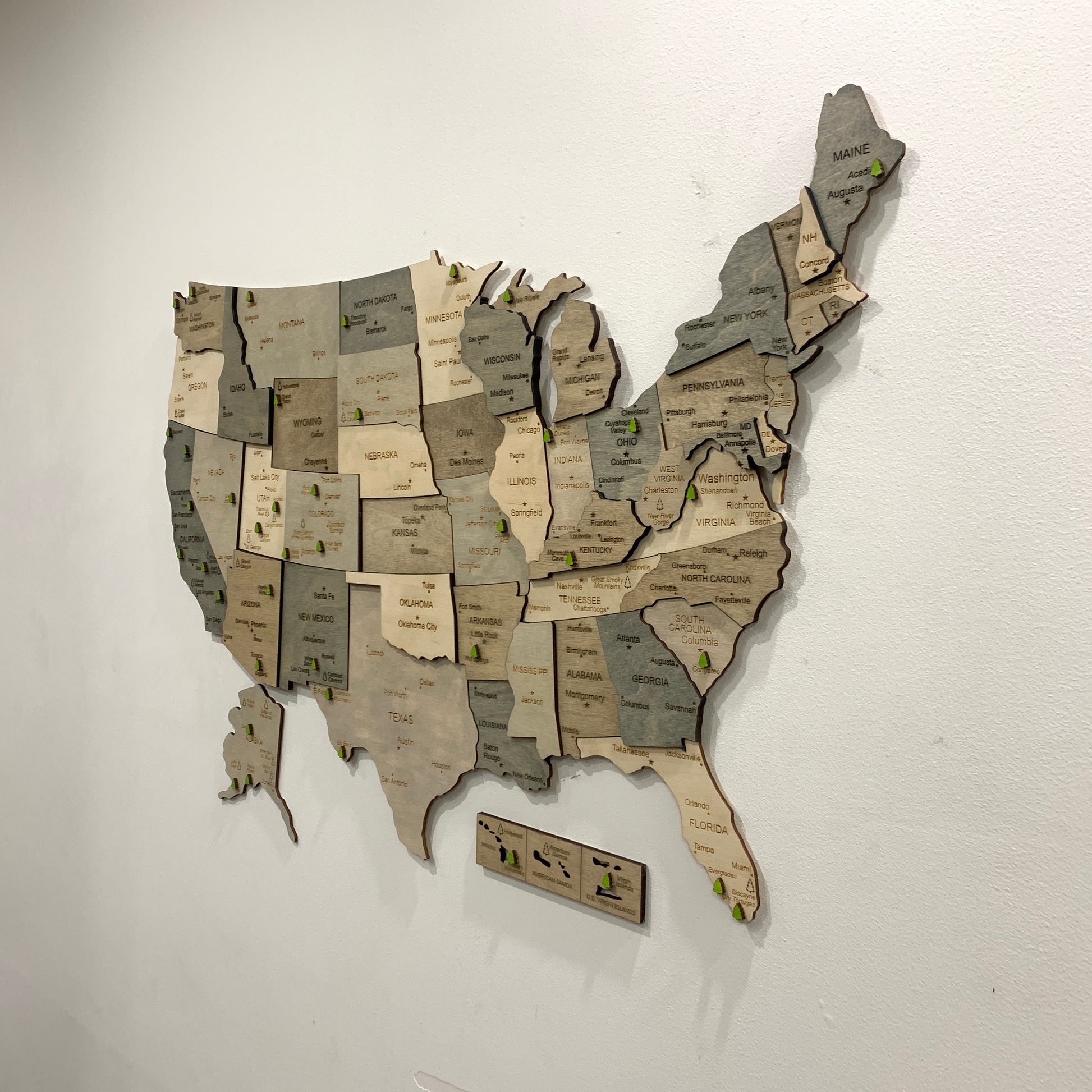 Wooden US Map of National Parks