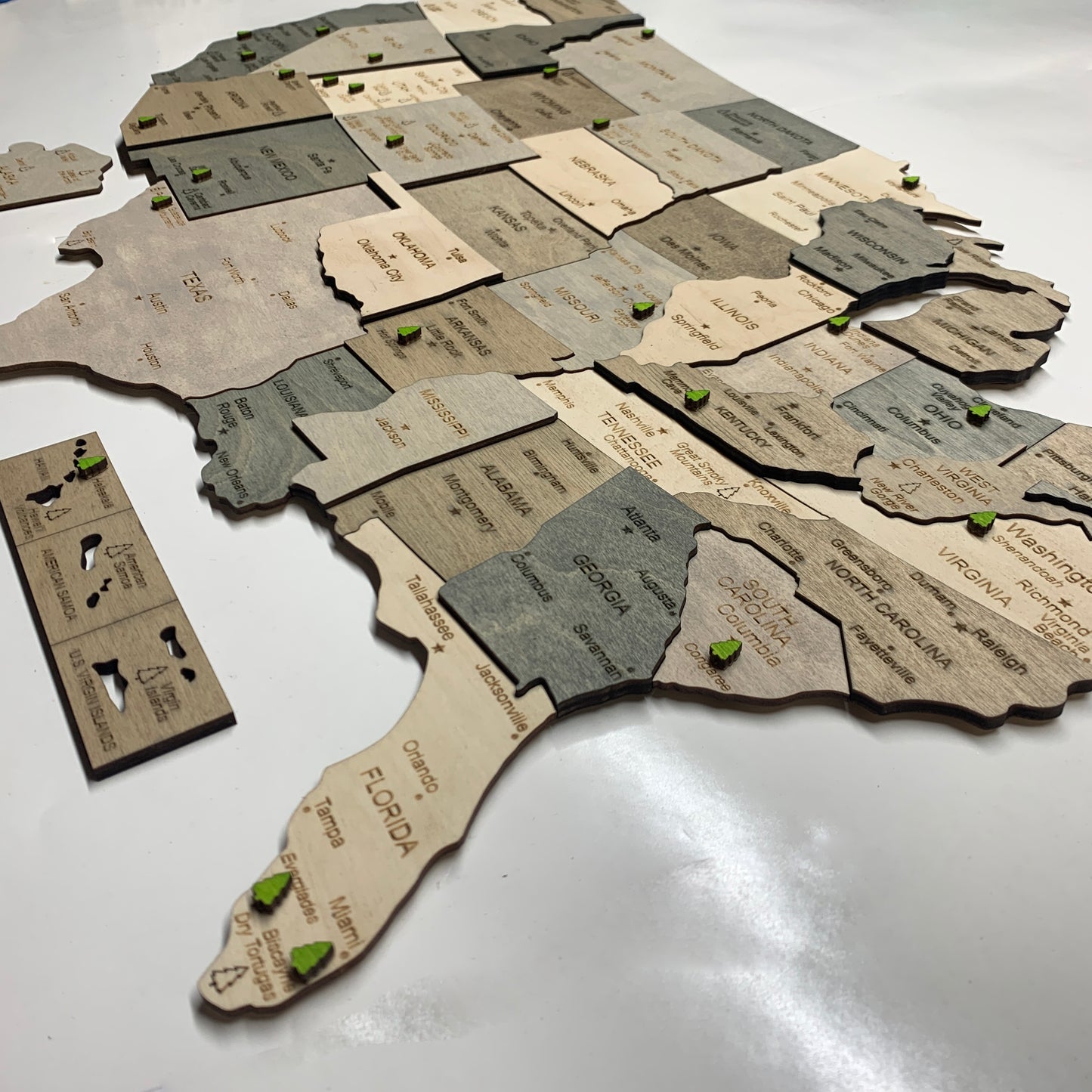 Wooden USA Map of National Parks