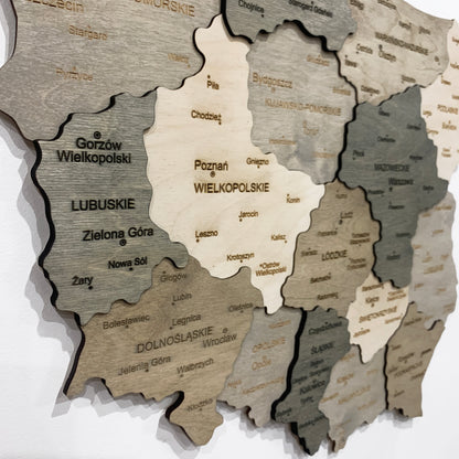 Wooden Map of Poland 3D