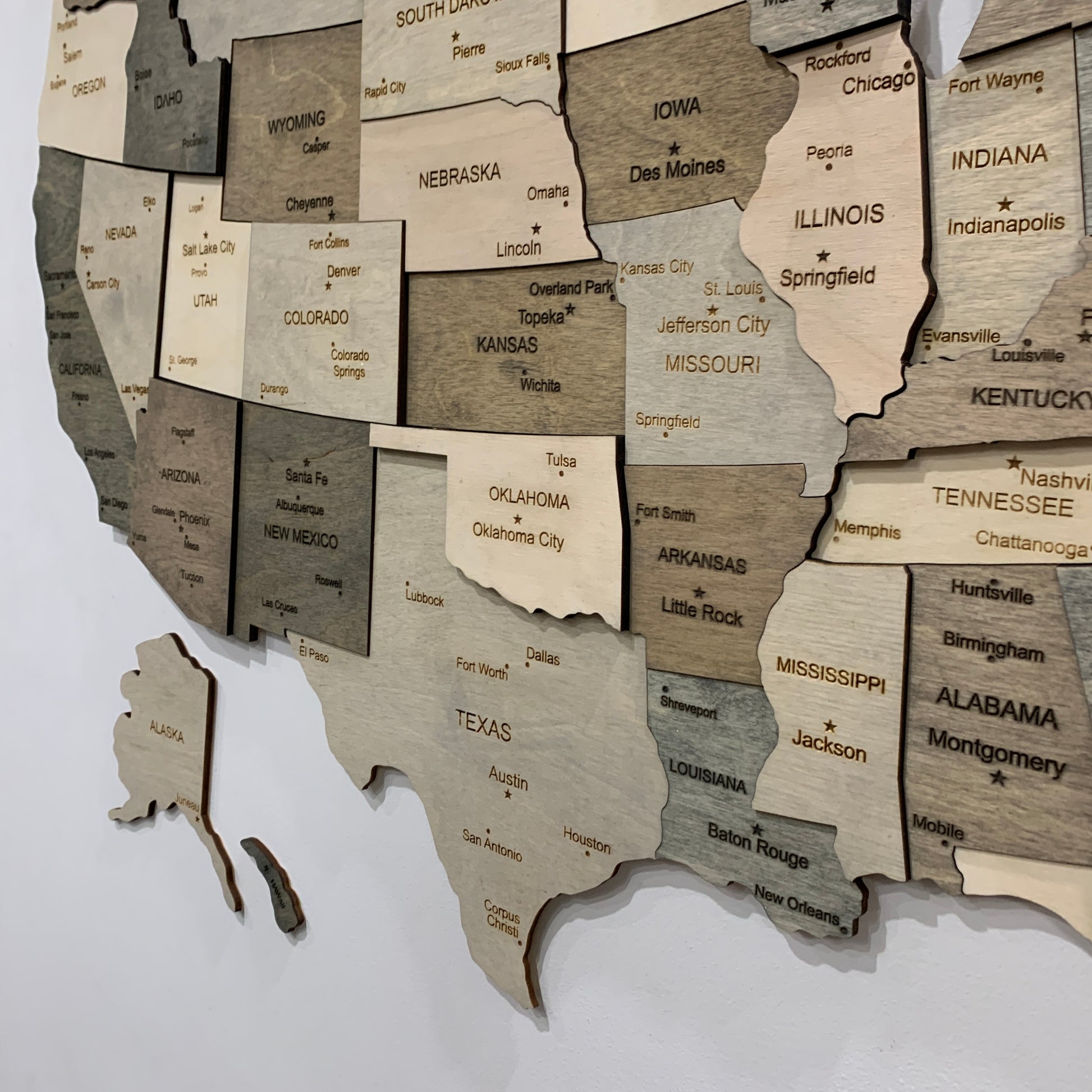 USA Push Pin Wooden Map