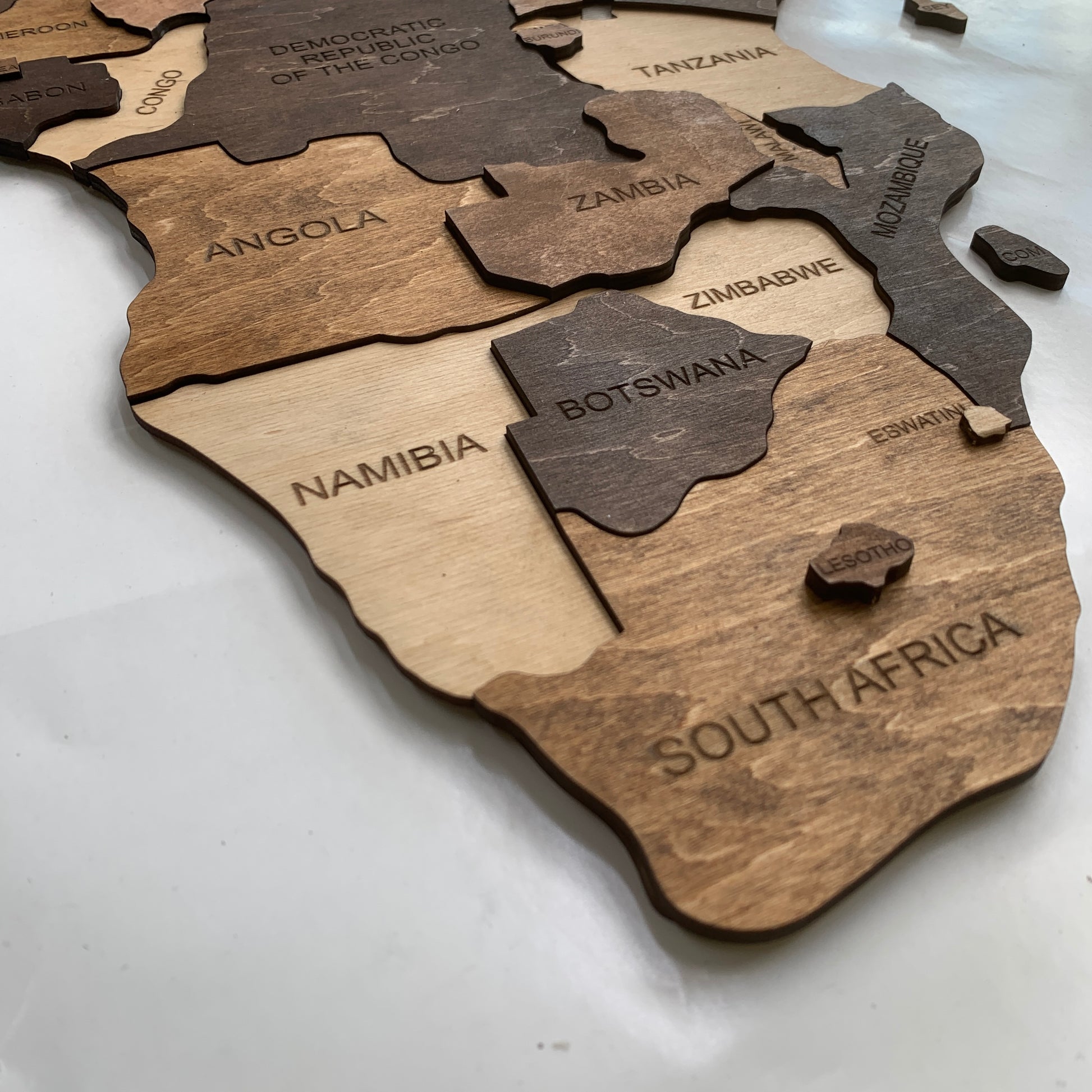 3D Wooden Map of Africa