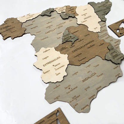 Wooden Map of Spain 3D