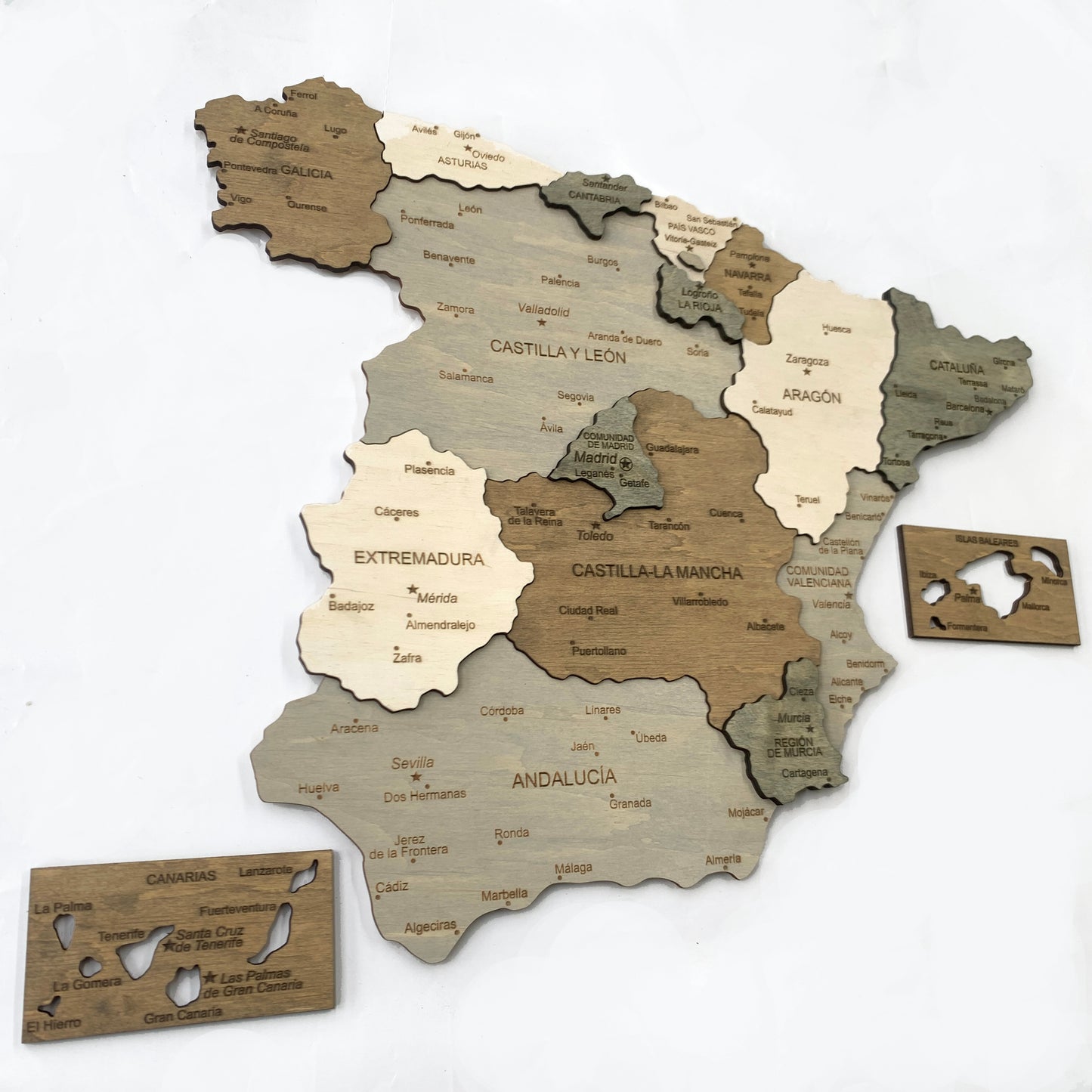 Wooden Map of Spain by Ranocchio Map