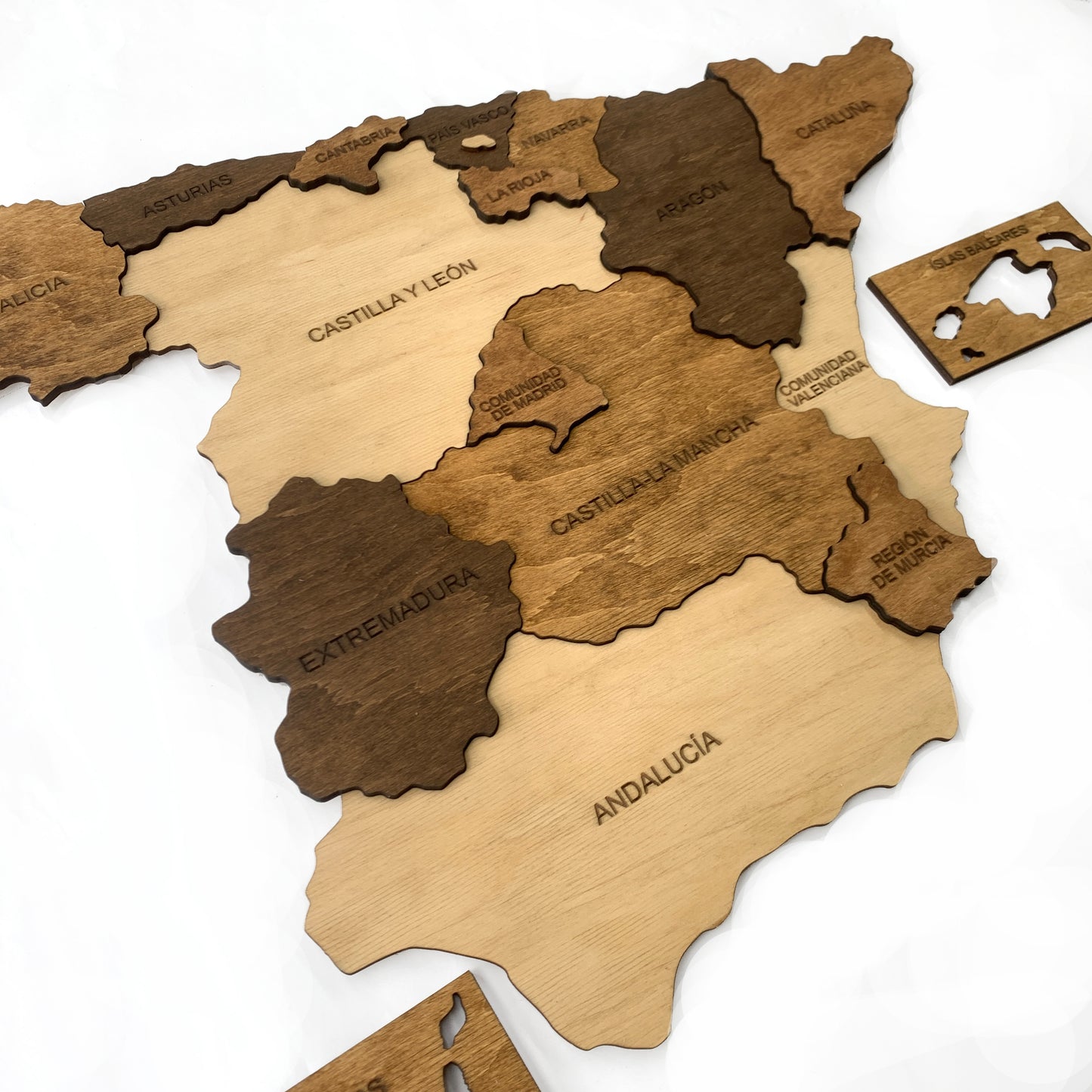 3D Wooden Spain Map