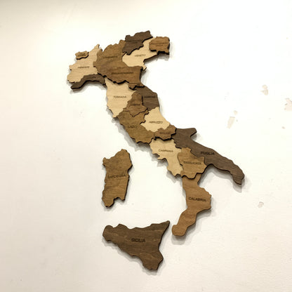 3D Wooden Italy Map