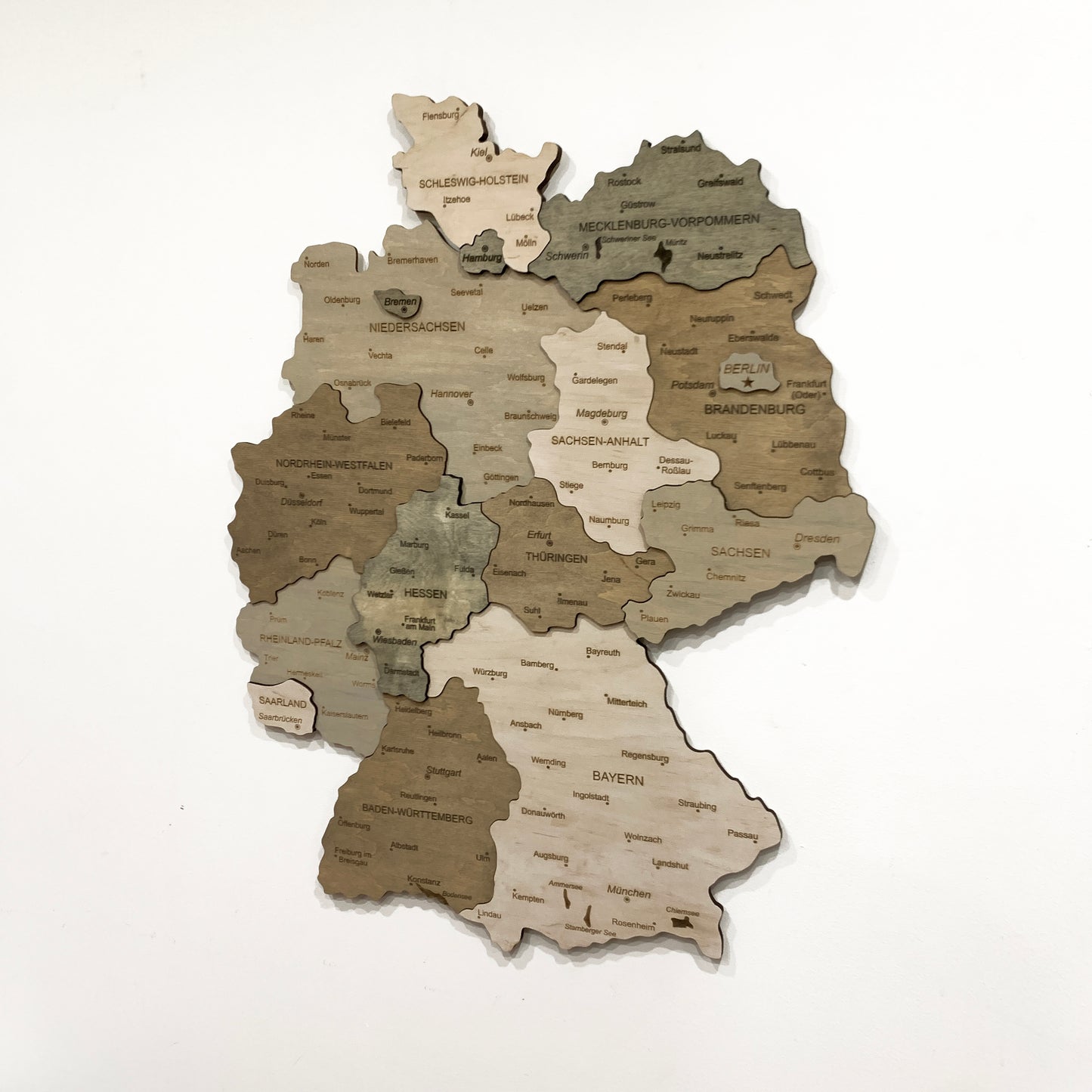 Wooden Map of Germany by Ranocchio Map