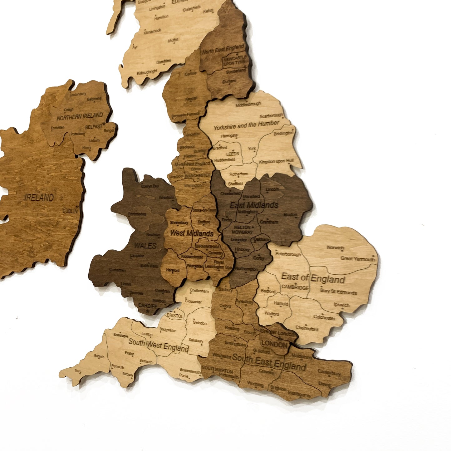 Wooden UK and Ireland Map