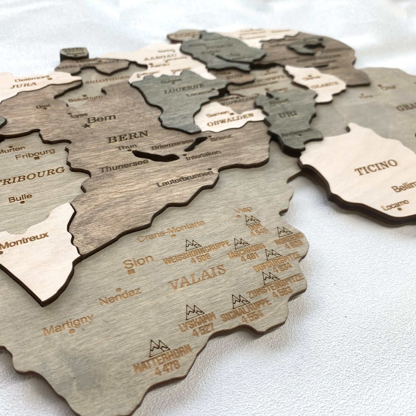 Wooden Switzerland Map types