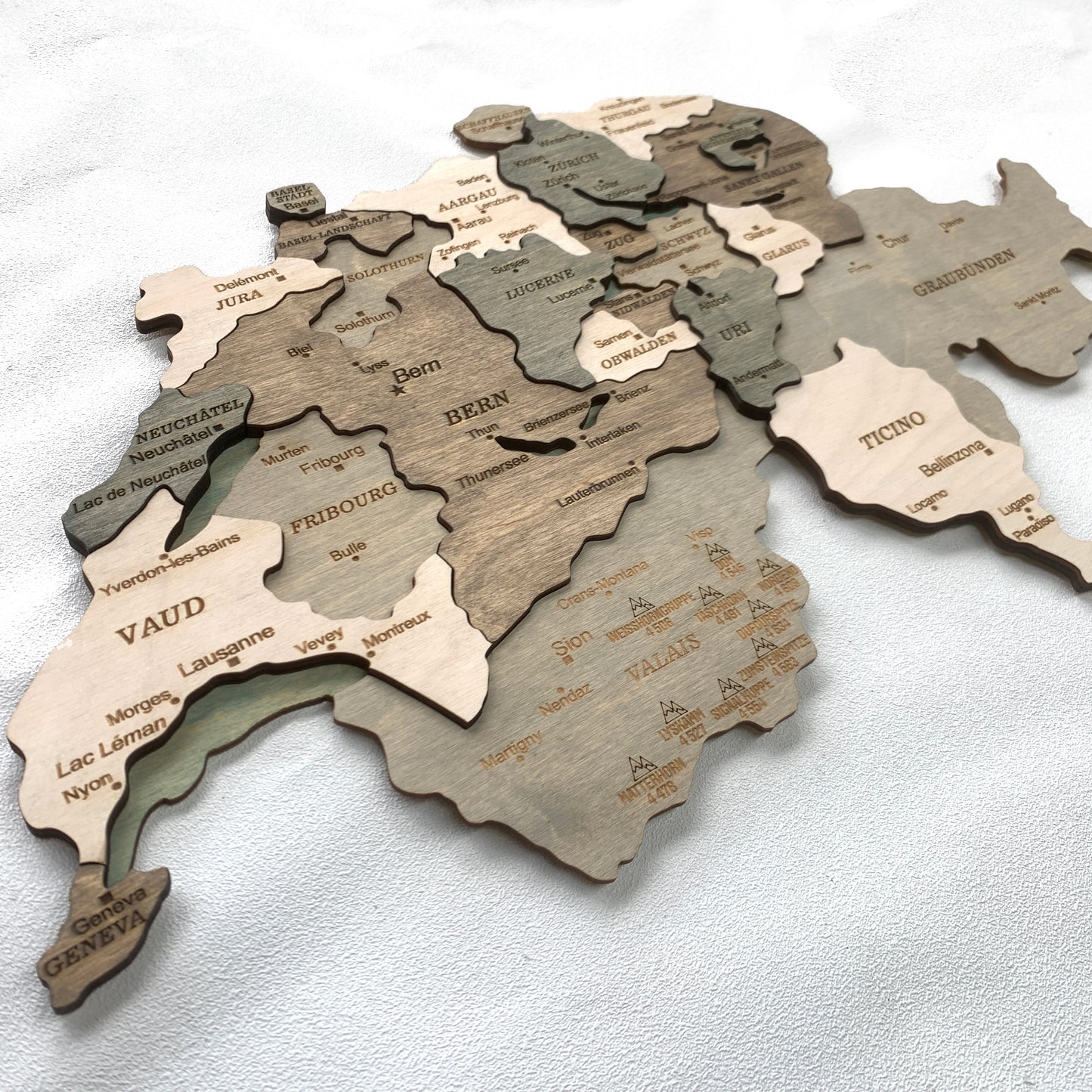 Wooden Switzerland Map by Ranocchio Map