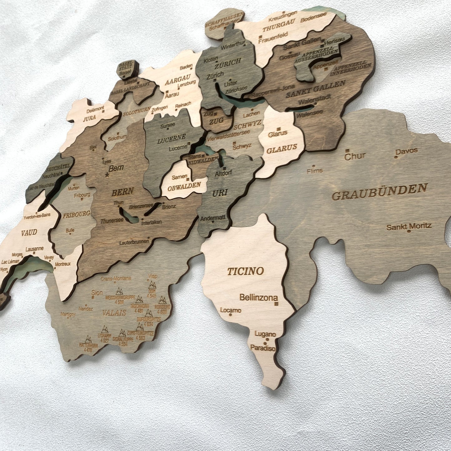 3D Wooden Switzerland Map