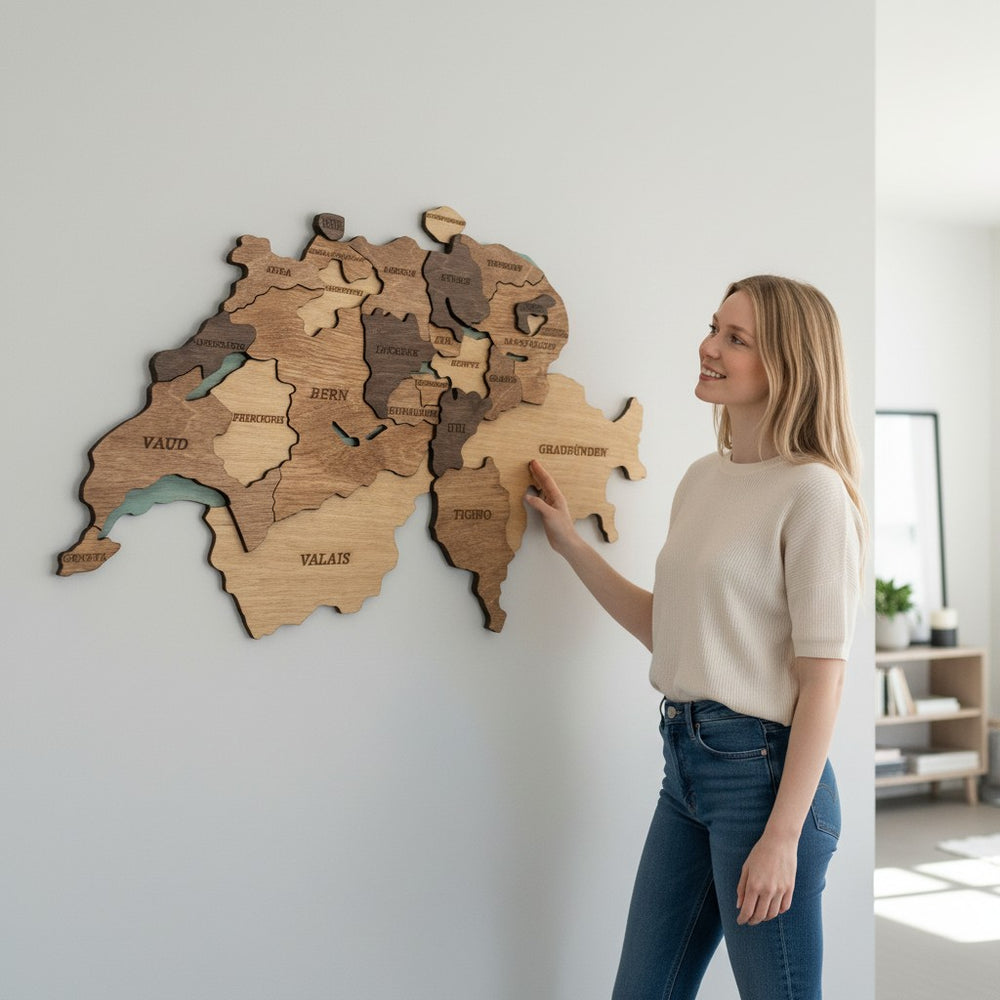 Wooden Switzerland Map