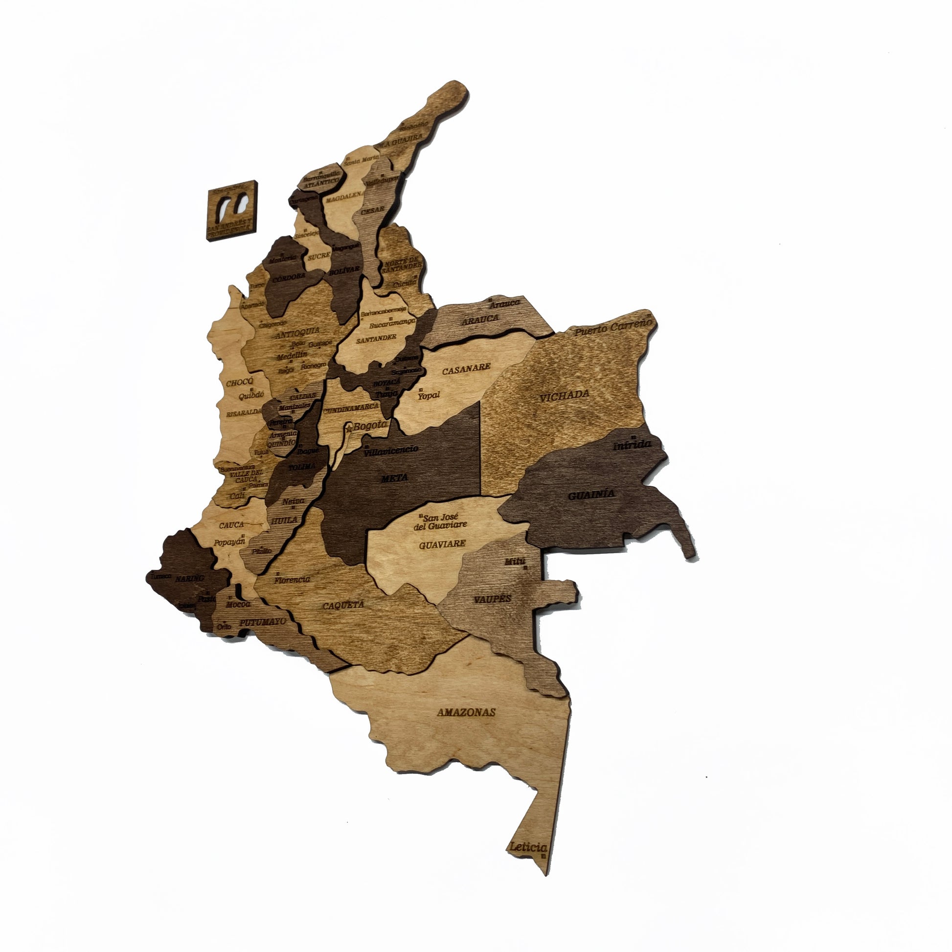 Wooden Map of Colombia by Ranocchio