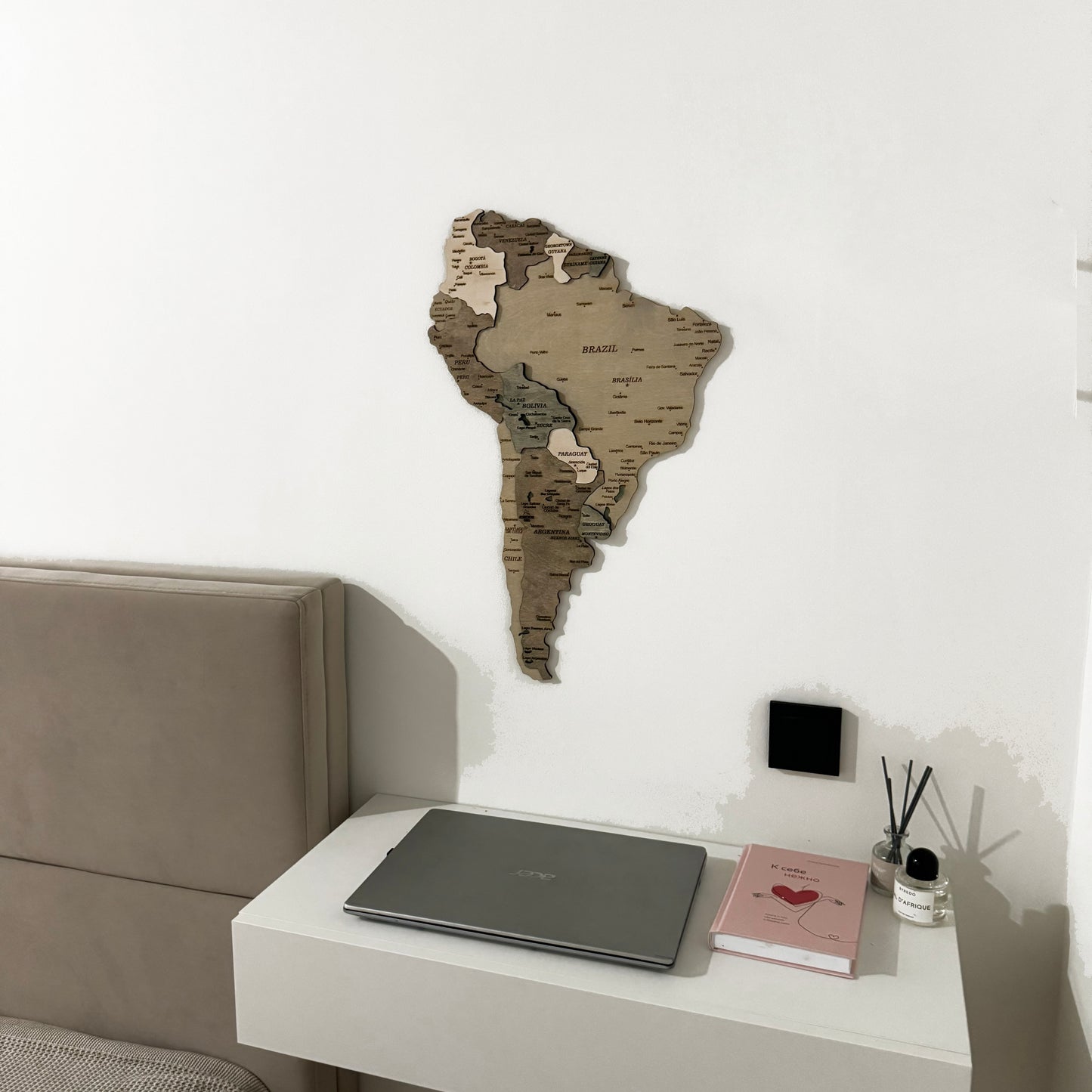 Wooden 3D Map of South America