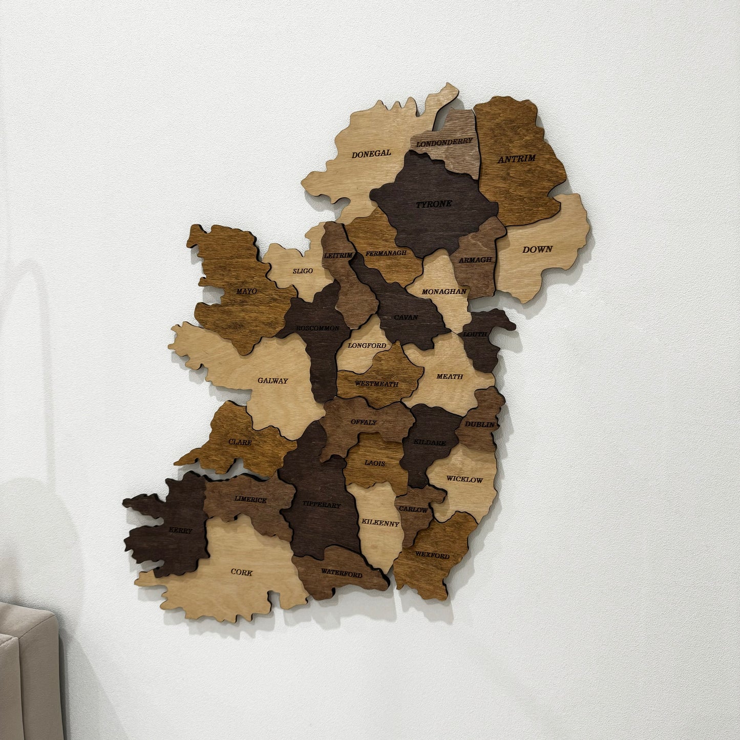 Wooden Ireland Map 3D