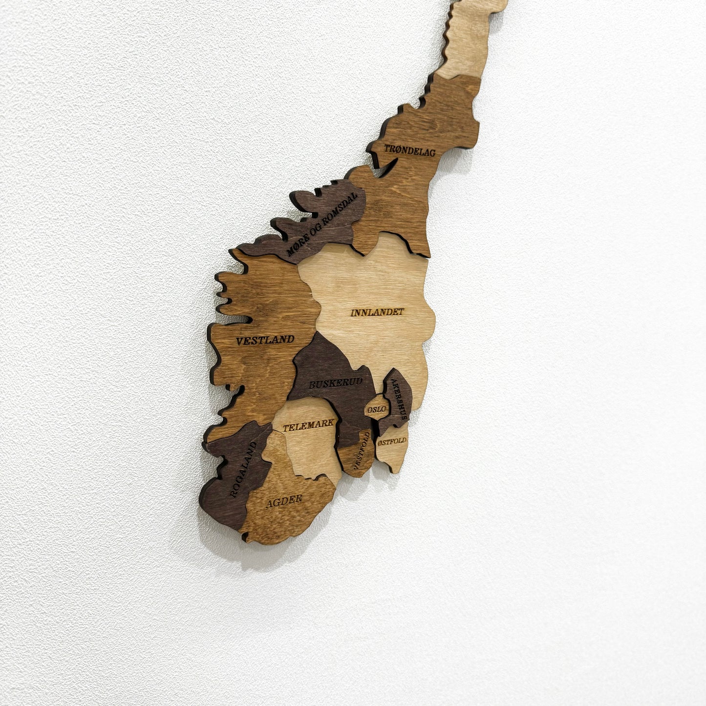 Colored Wooden Norway Map