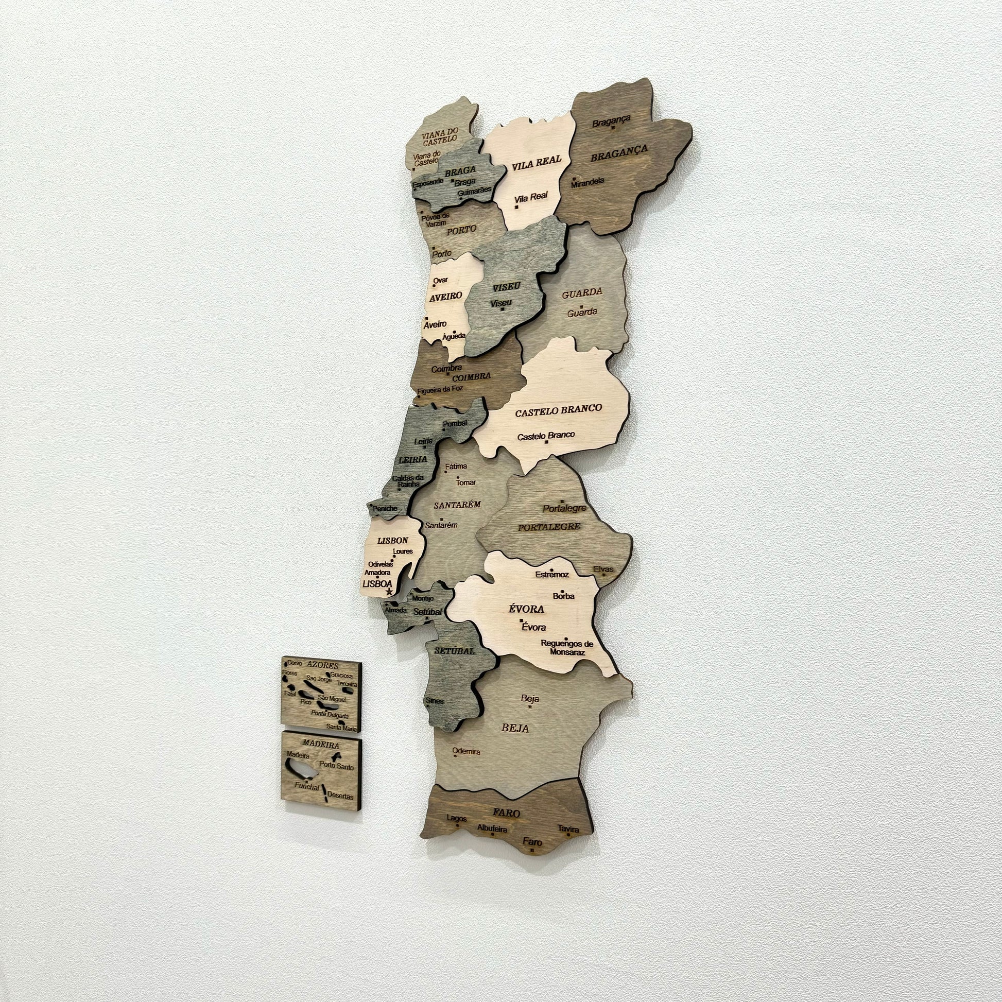 Wooden Portugal Map