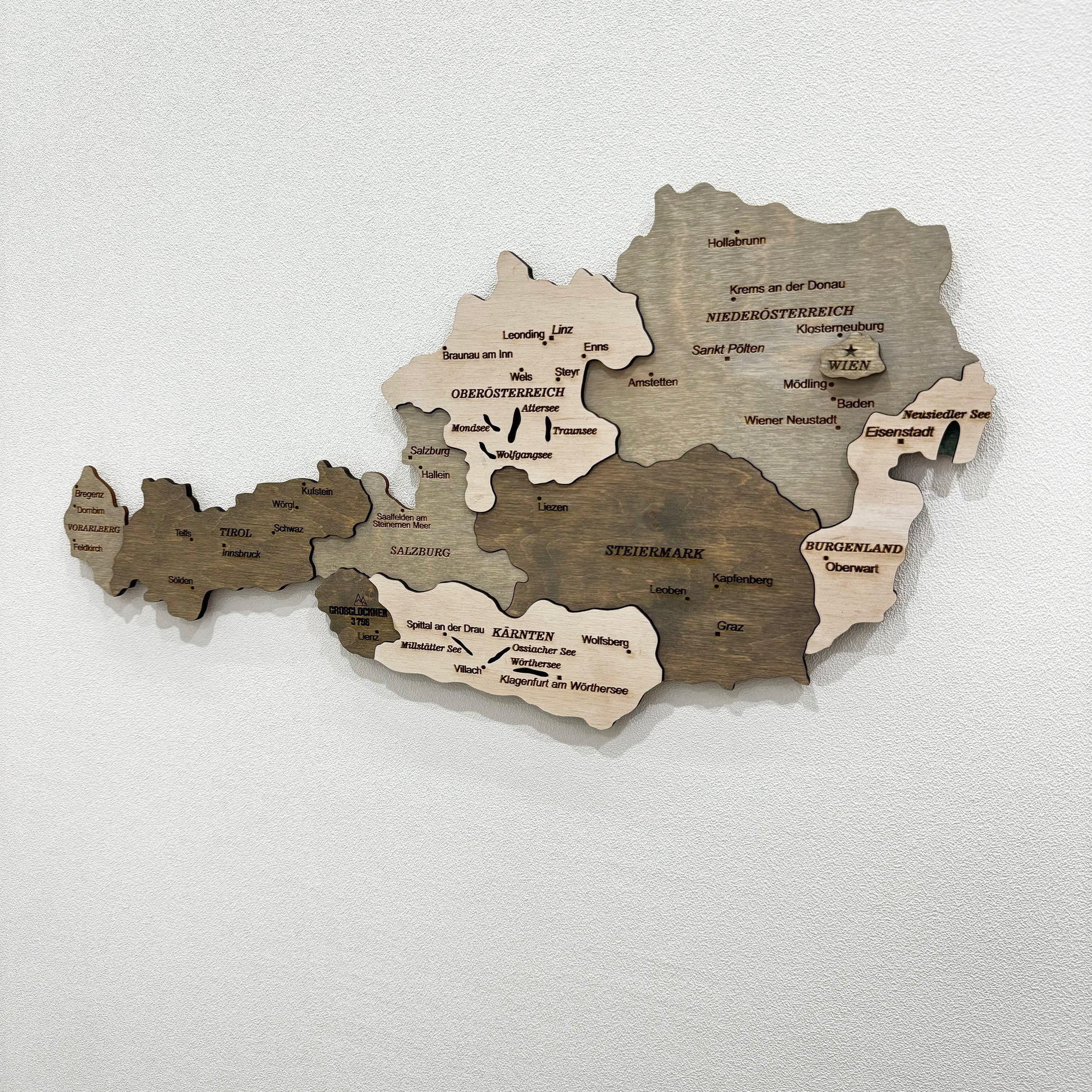 3D Wooden Map of Austria