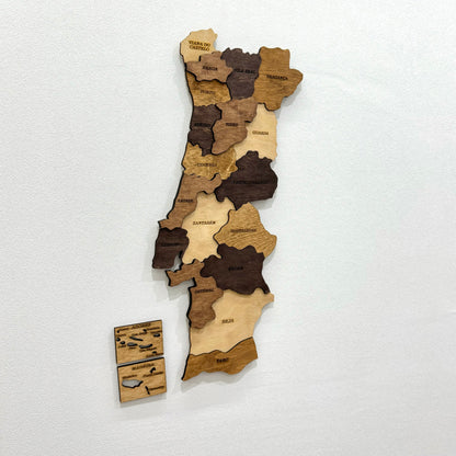 3D Wooden Portugal Map