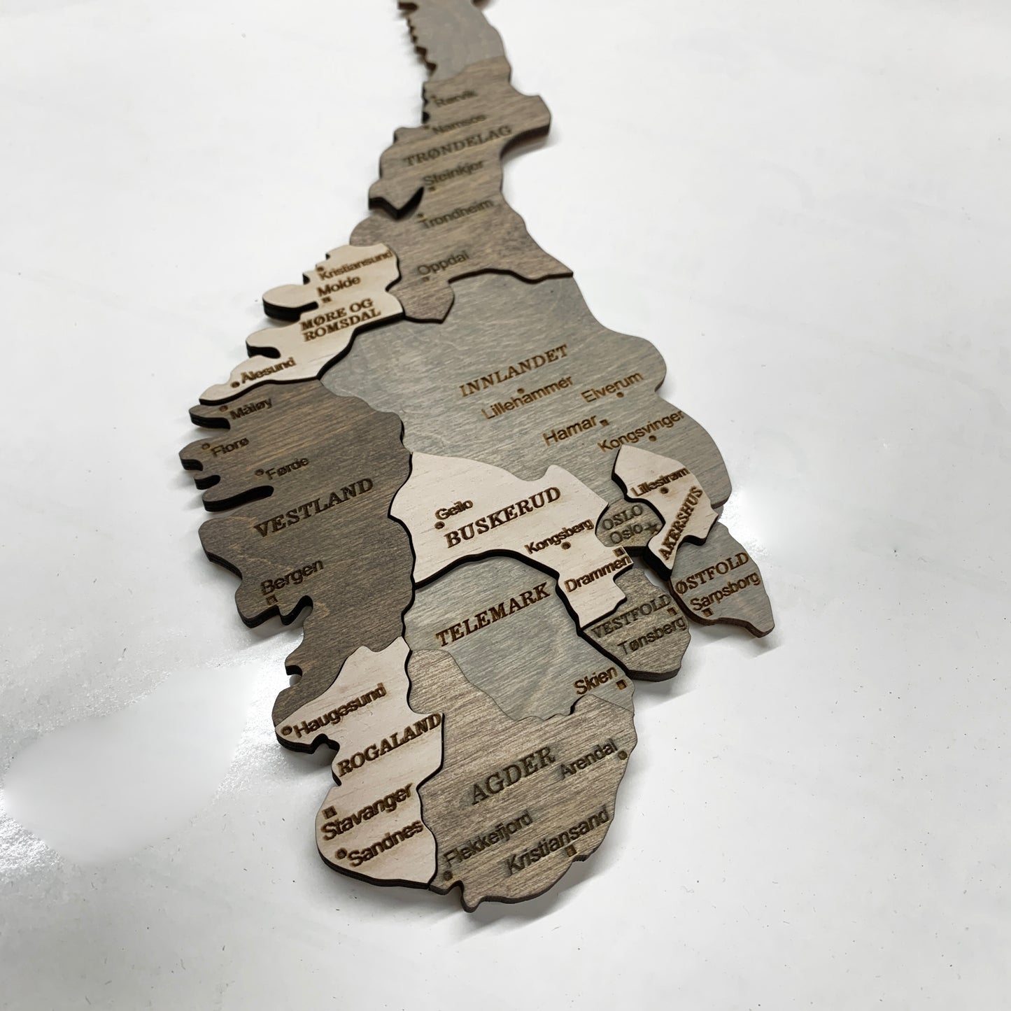 Wooden Map of Norway by Ranocchio Map