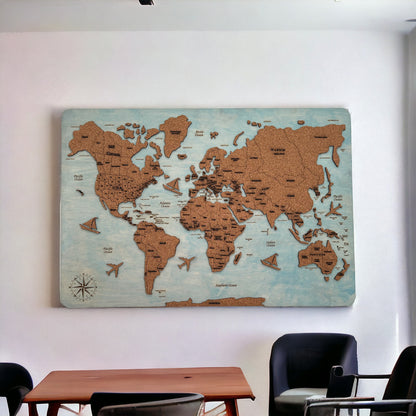 Multicolor Wooden Map or the World