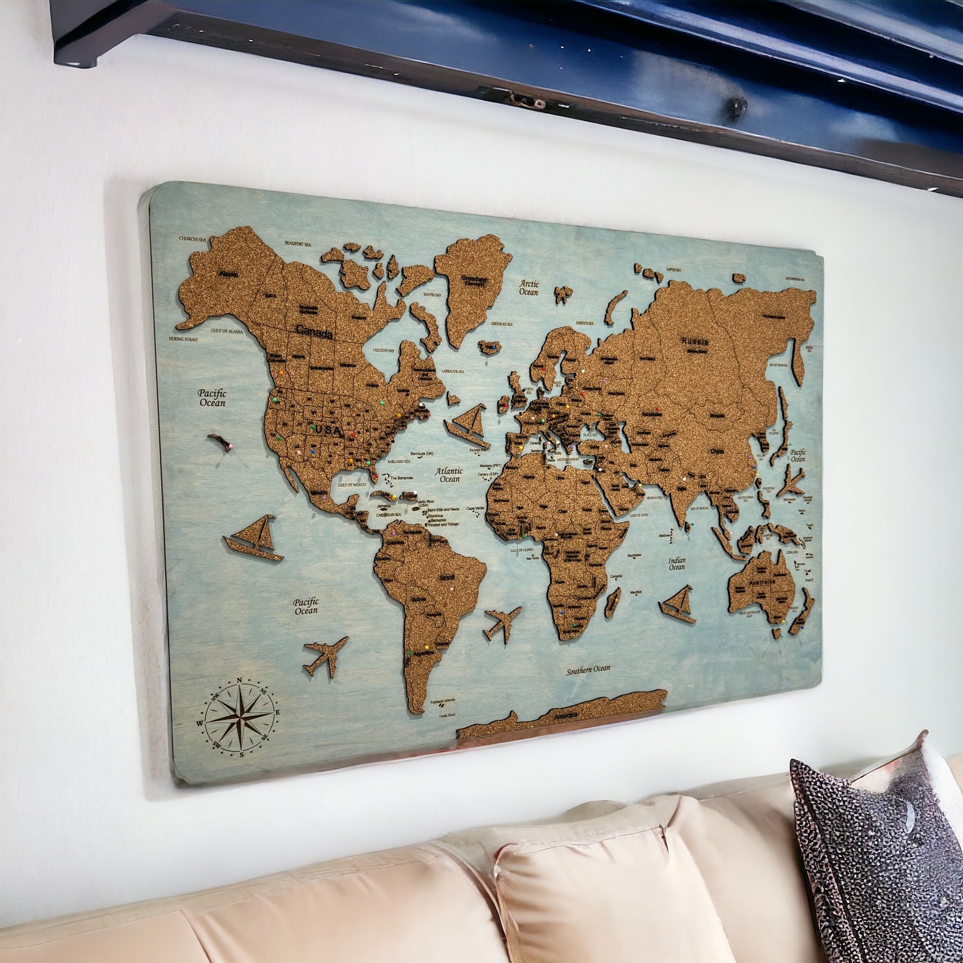 Wooden map of the world