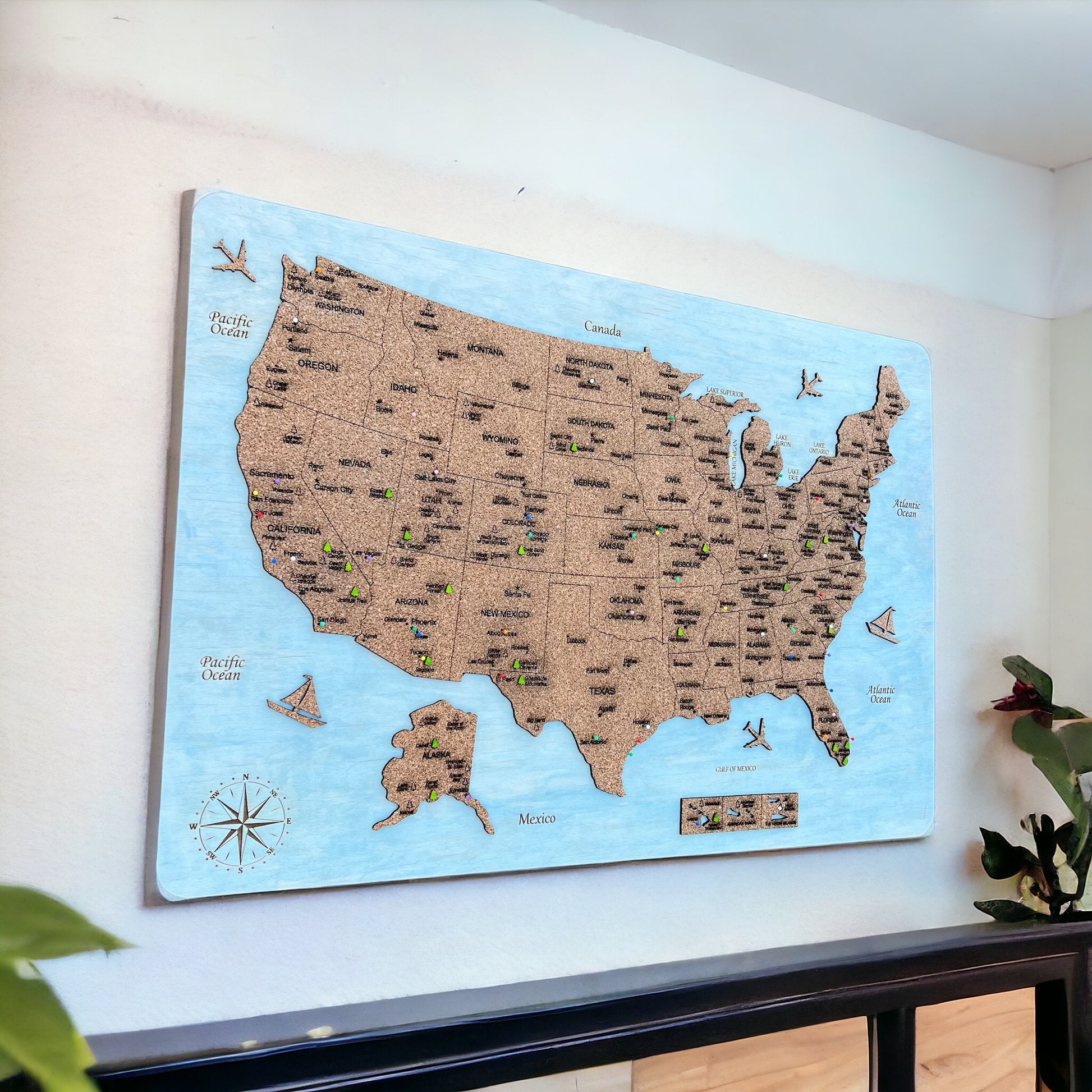 Custom Wooden US National Parks Map