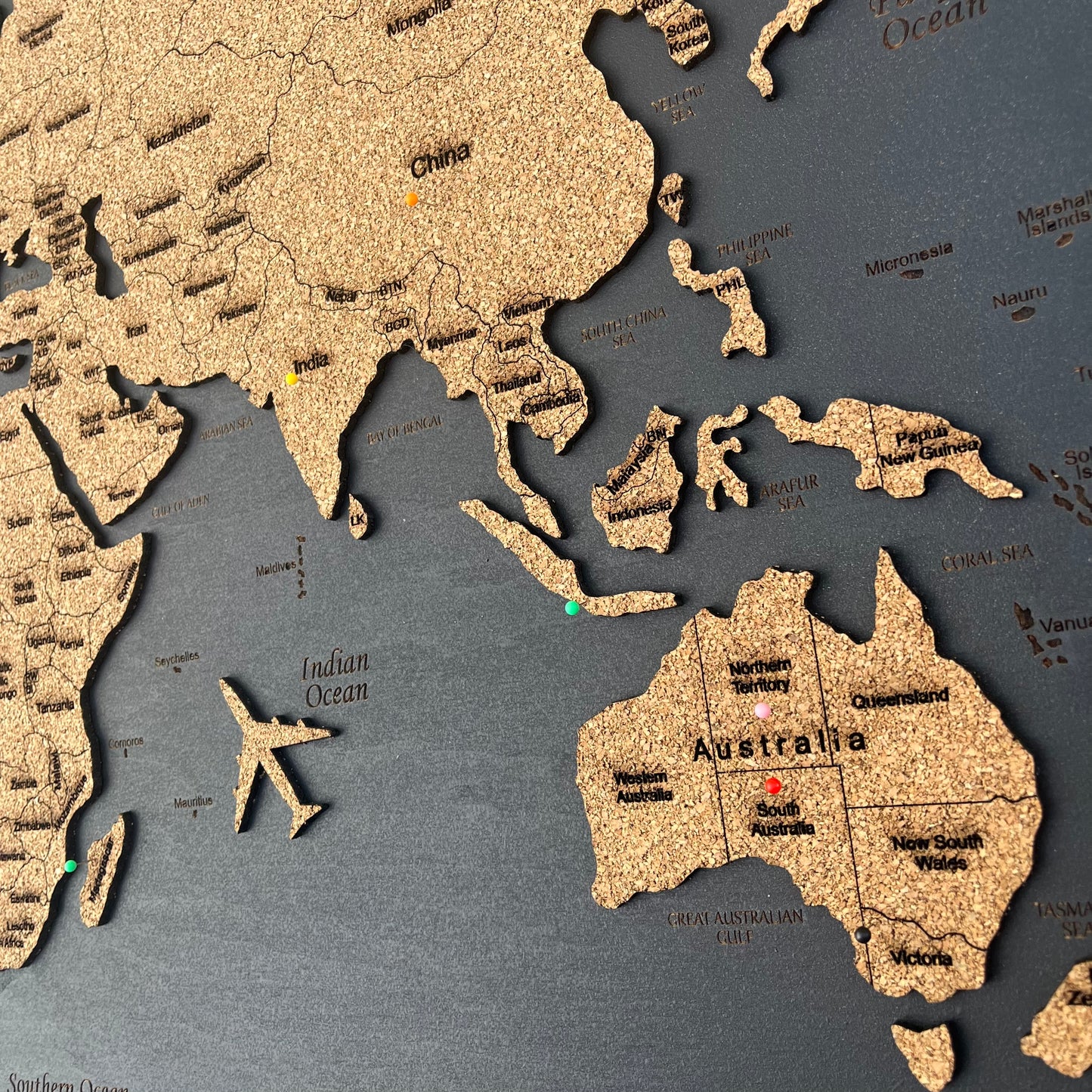 Wooden Multicolor World Map 