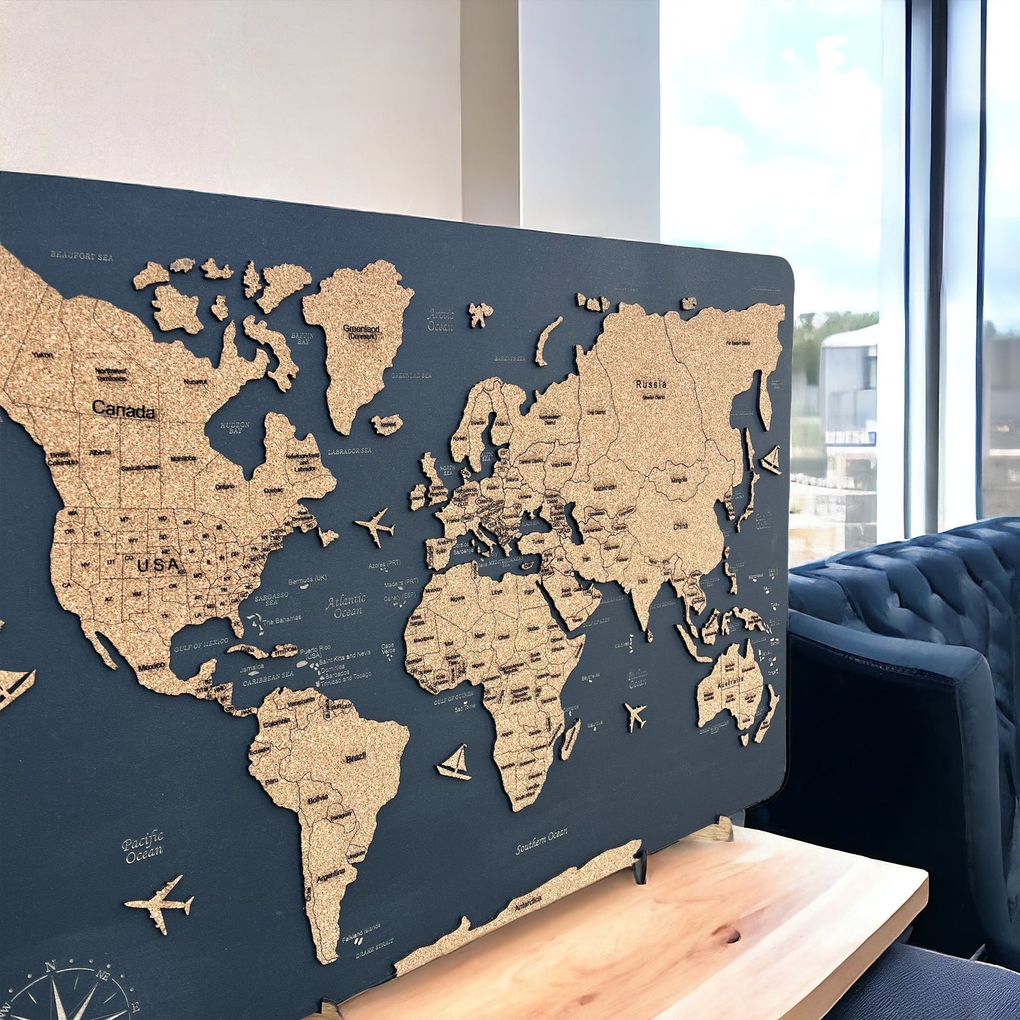 Wooden World Map Multicolor