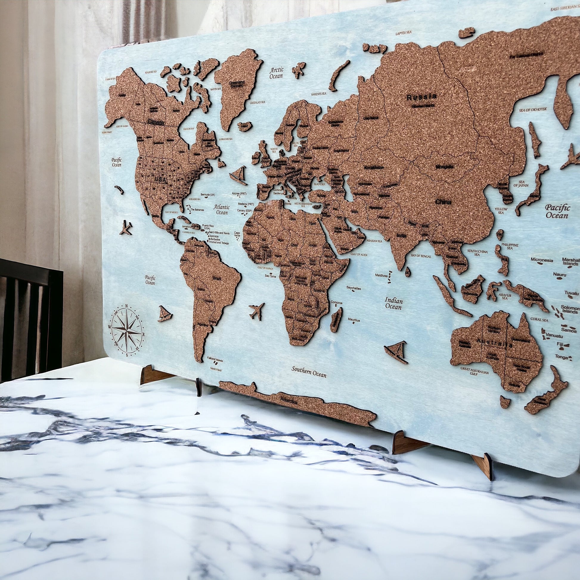 Multicolor Wooden World Map 